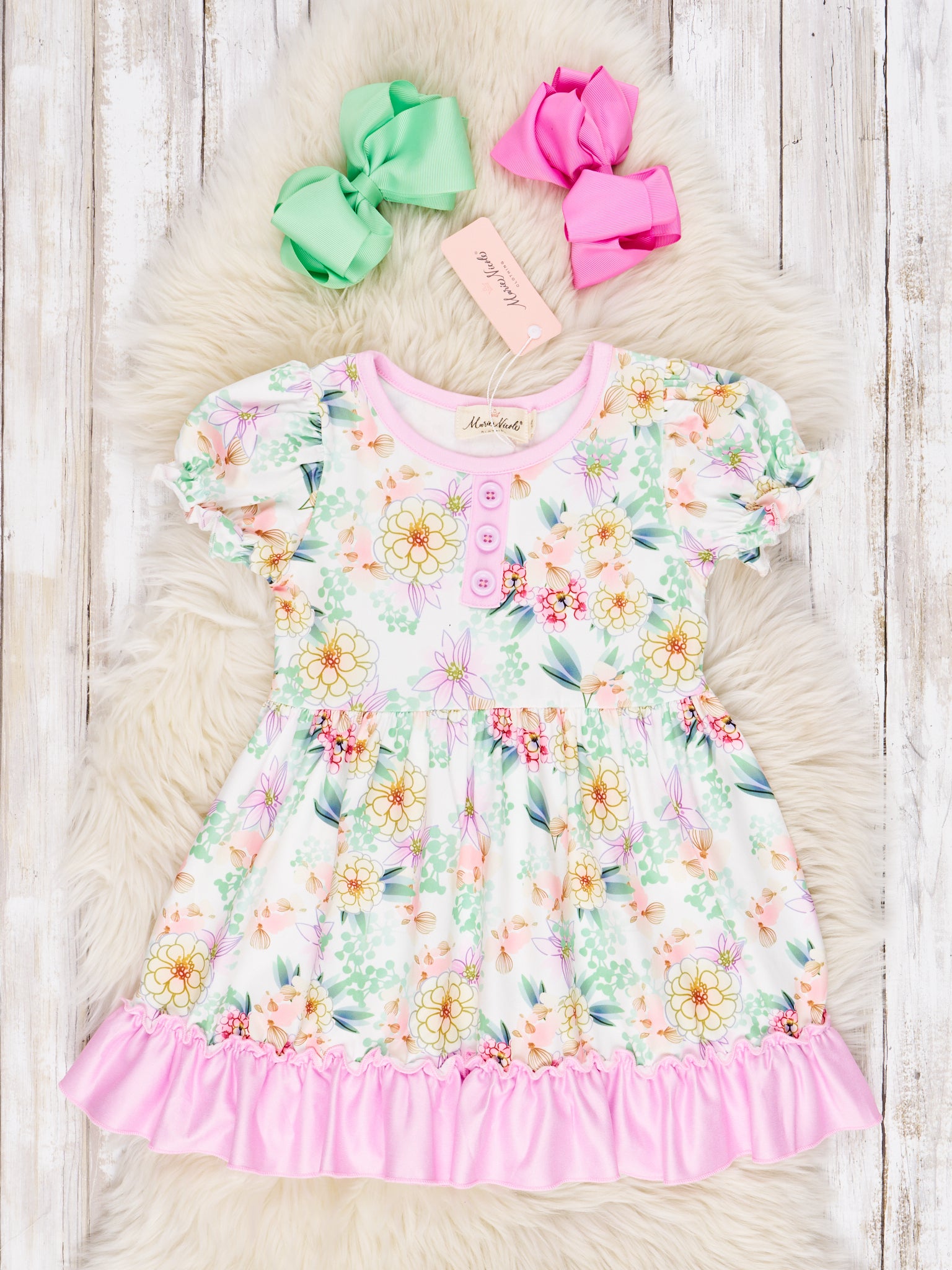 Watercolor Marigold Ruffle Dress - Marie Nicole Clothing