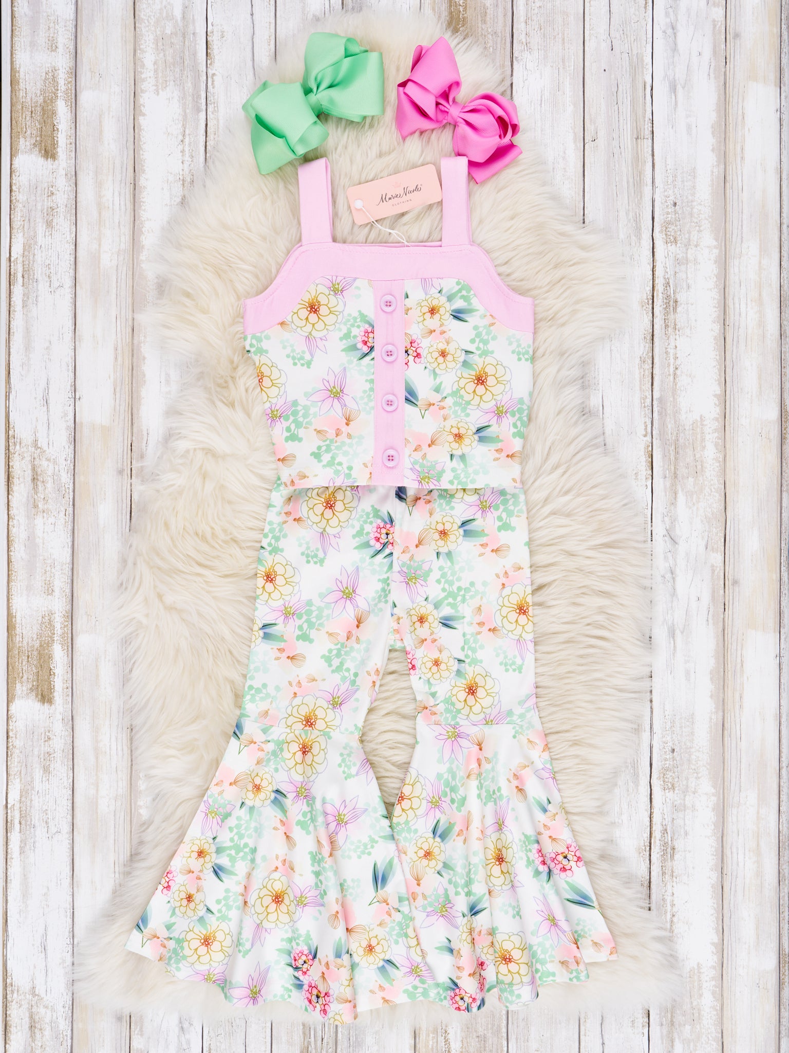 Watercolor Marigold Tank & Bell Bottoms Outfit - Marie Nicole Clothing