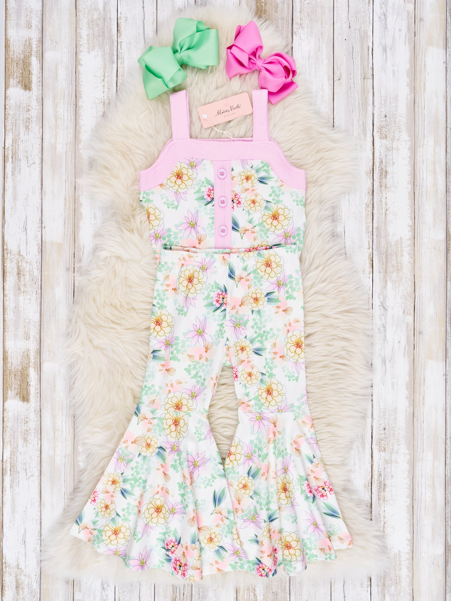 Watercolor Marigold Tank & Bell Bottoms Outfit - Marie Nicole Clothing