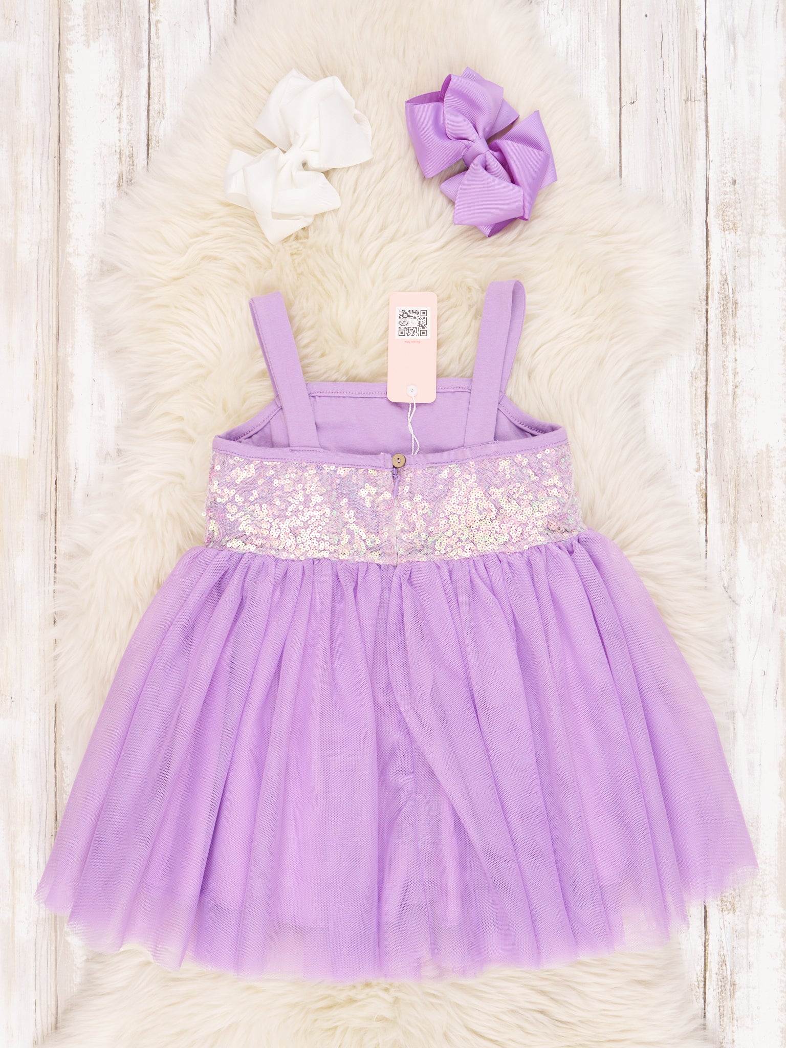 Purple Sequin Tulle Tank Dress - Marie Nicole Clothing