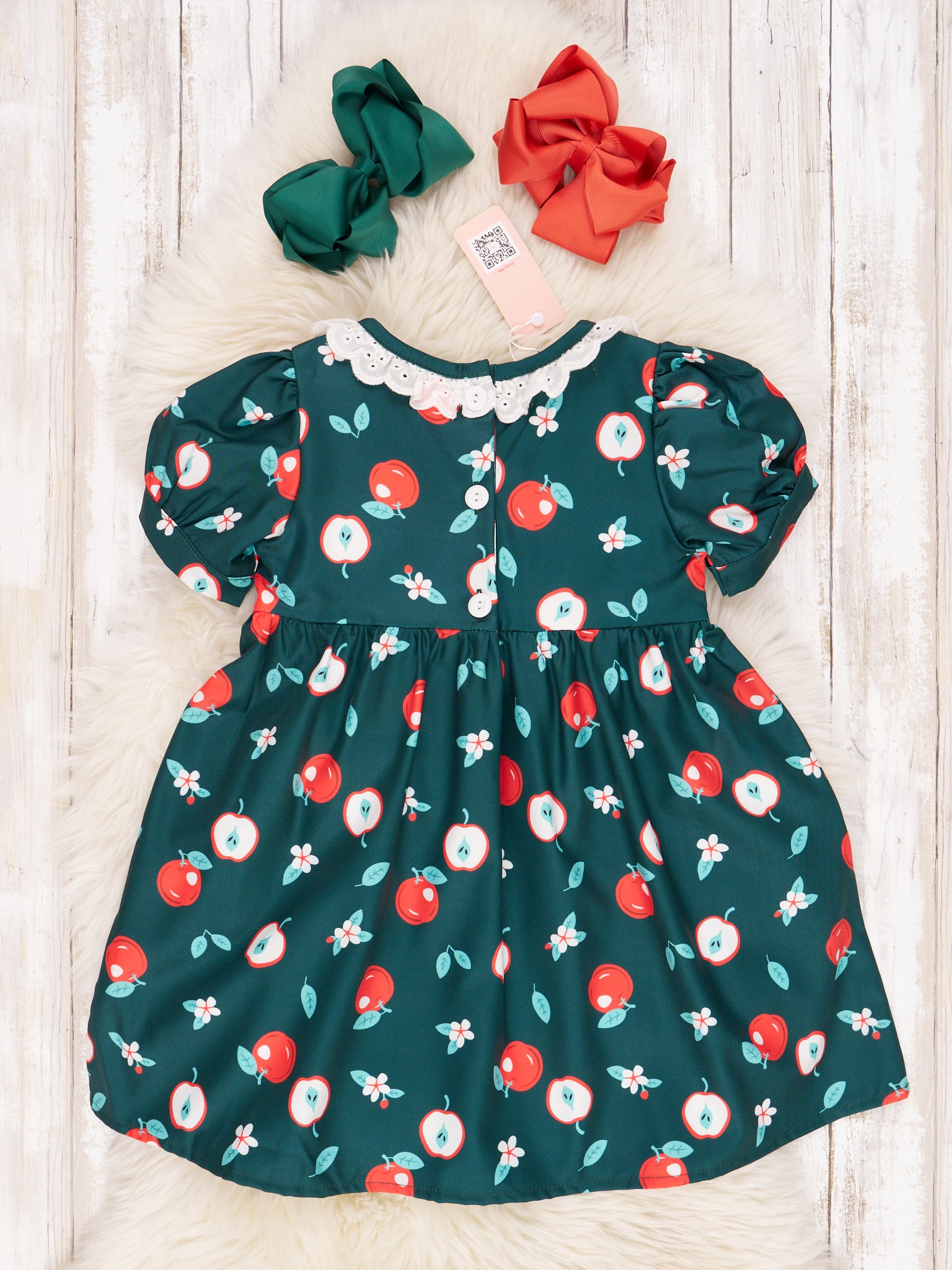 Smocked Elegant Apple Ruffle Dress - Marie Nicole Clothing