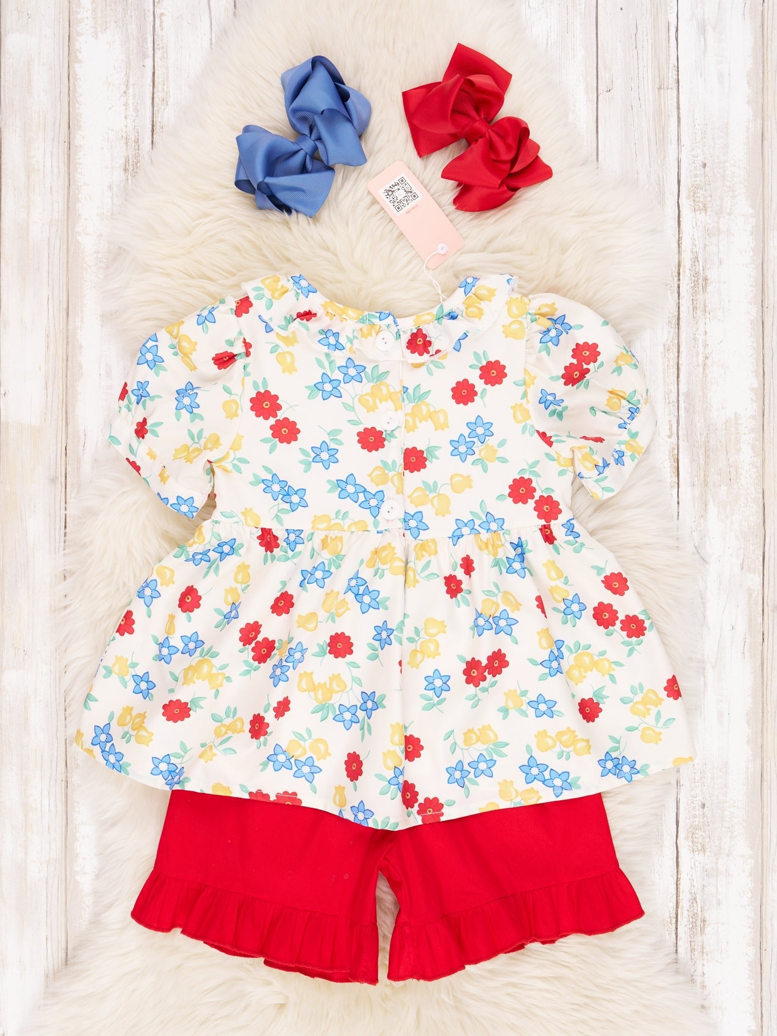 Smocked Floral School Bus Ruffle Outfit - Marie Nicole Clothing