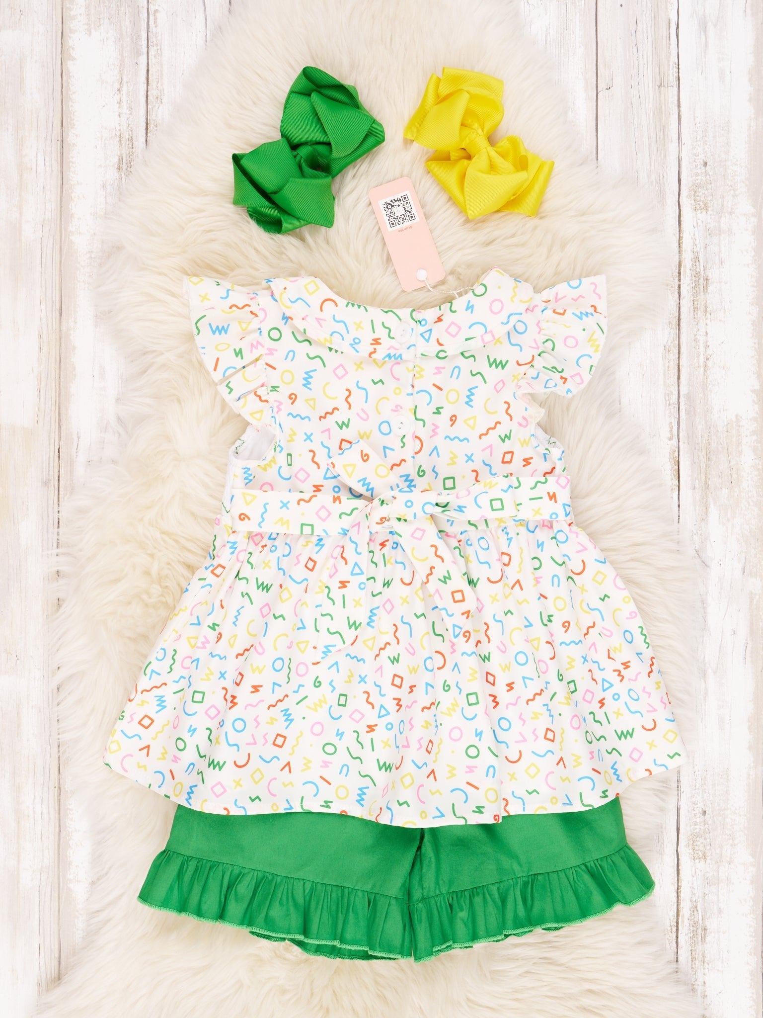Smocked Letters Vintage Tie Outfit - Marie Nicole Clothing