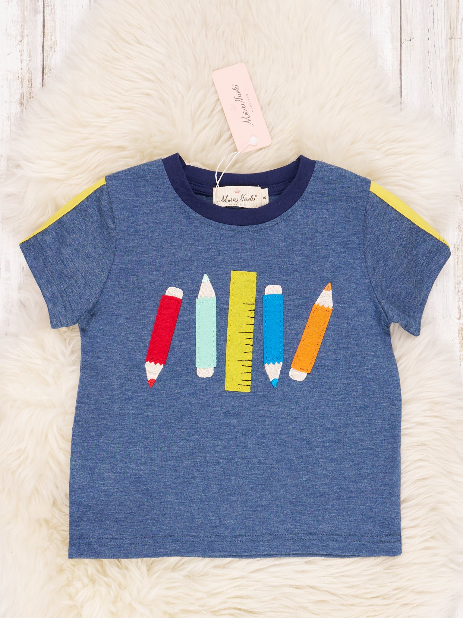 Blue Colored Pencil Shirt - Marie Nicole Clothing