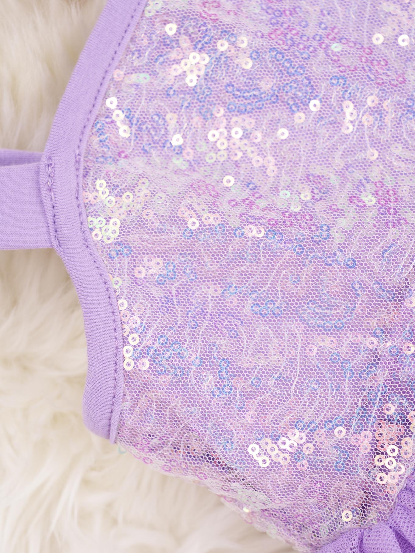 Purple Sequin Tulle Tank Dress - Marie Nicole Clothing