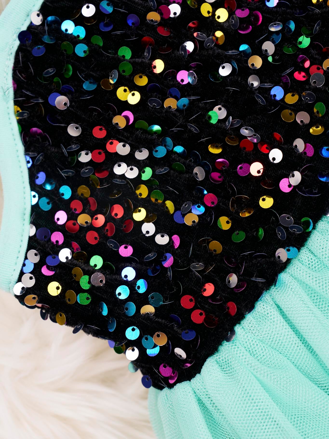 Black & Mint Sequin Tulle Tank Dress - Marie Nicole Clothing