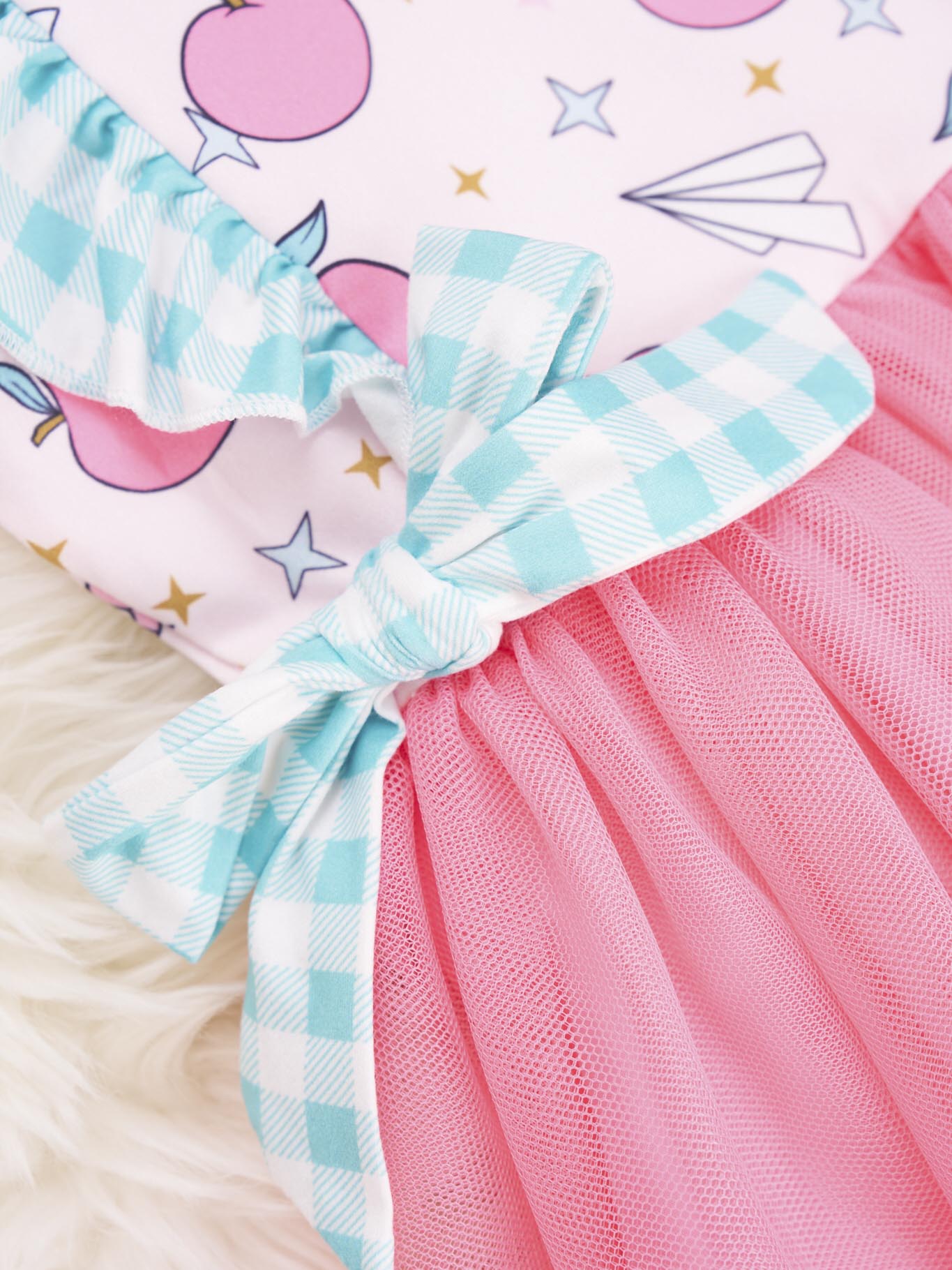 Mint Gingham Apple Tulle Ruffle Dress - Marie Nicole Clothing