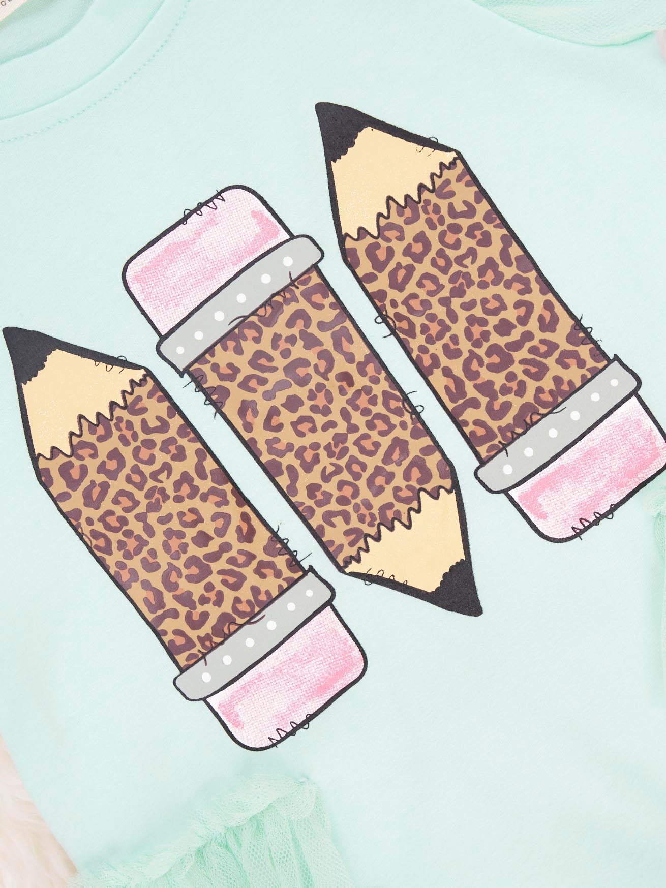 Mint Leopard Pencil Tulle Ruffle Outfit - Marie Nicole Clothing