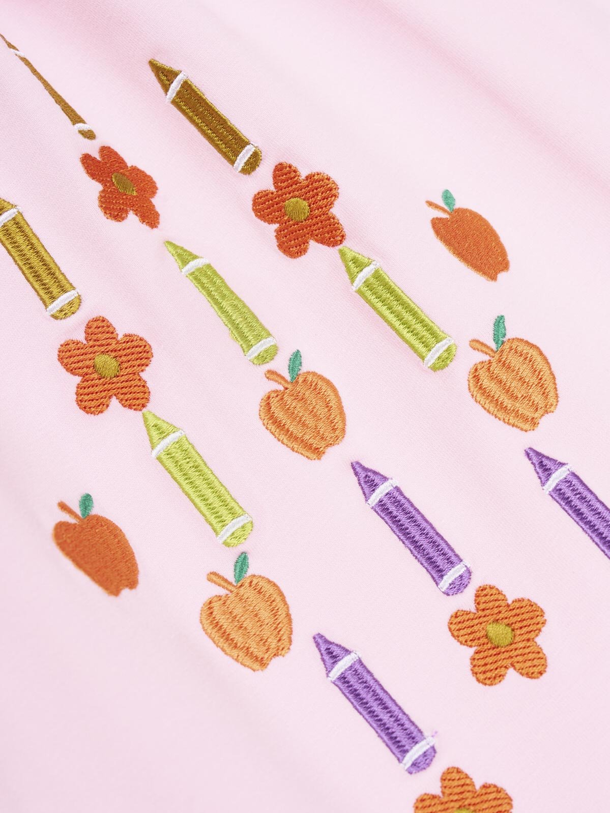 Pink Crayon & Apple Ruffle Romper - Marie Nicole Clothing