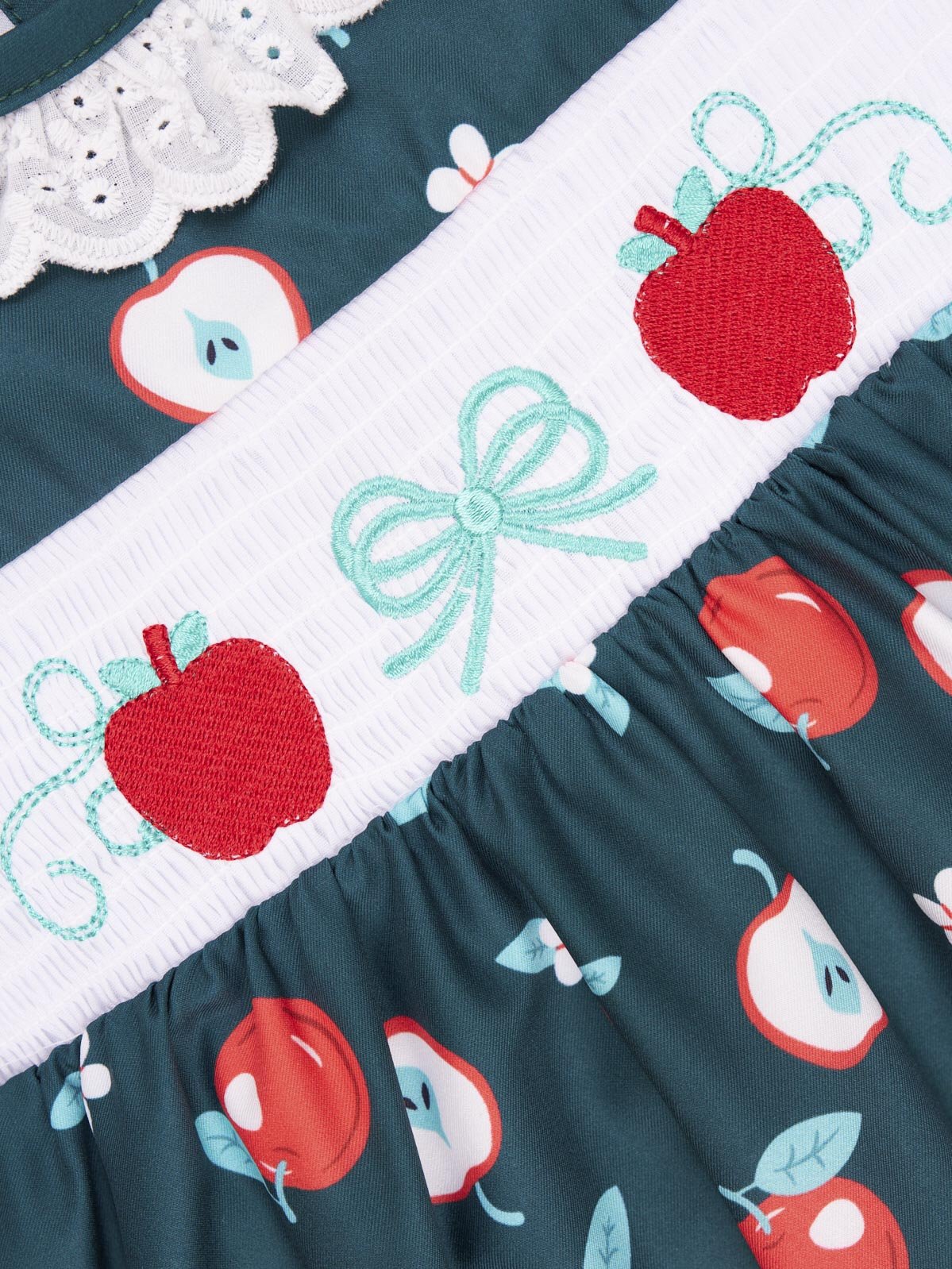 Smocked Elegant Apple Ruffle Dress - Marie Nicole Clothing