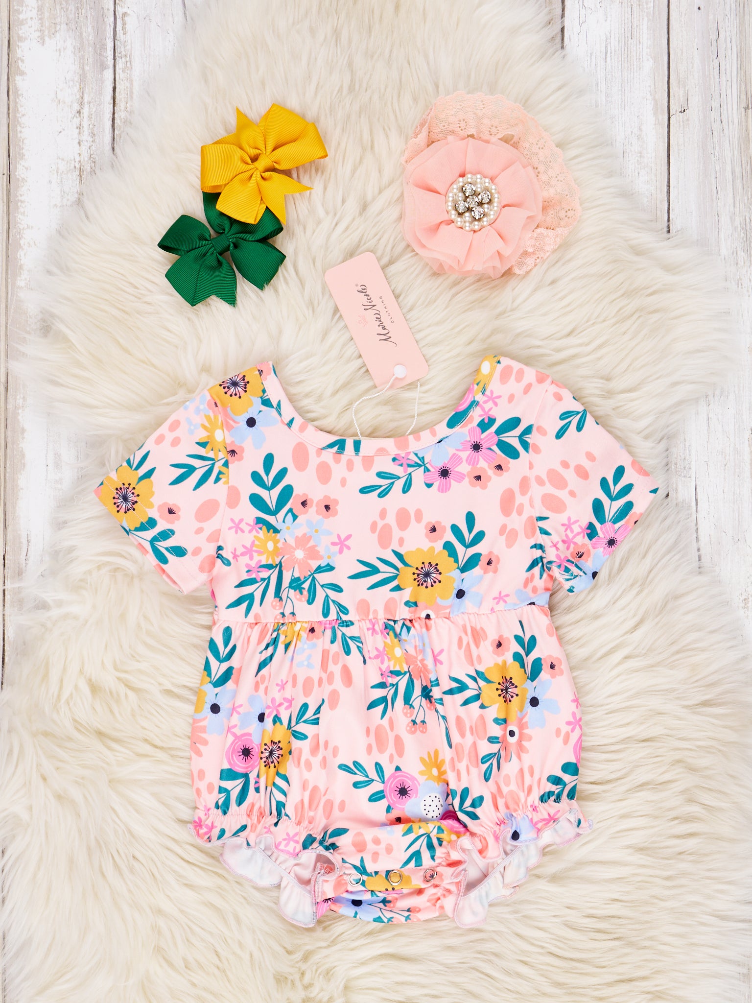 Summer Floral Ruffle Bubble Romper - Marie Nicole Clothing