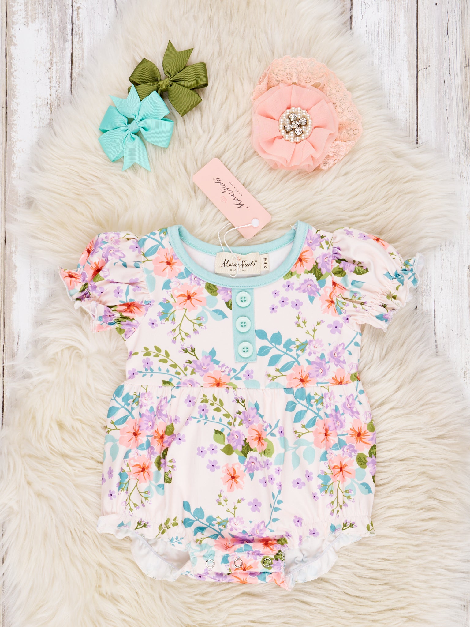 Coral Buttercup Ruffle Romper - Marie Nicole Clothing