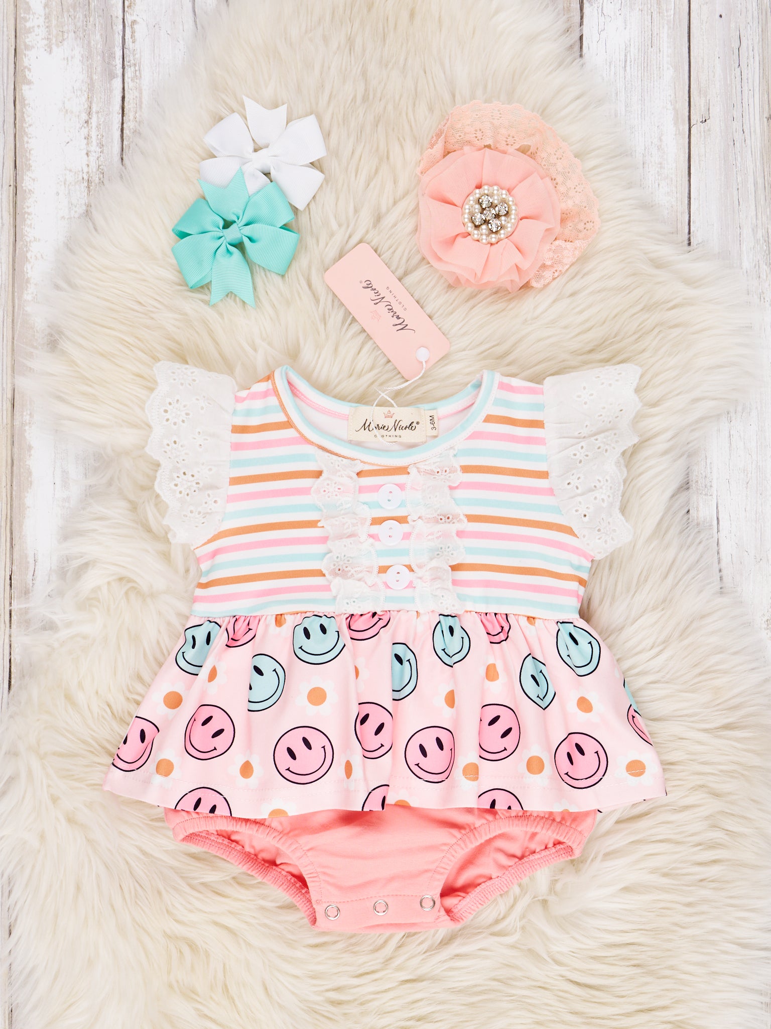Smiles & Daisies Ruffle Dressy Romper - Marie Nicole Clothing