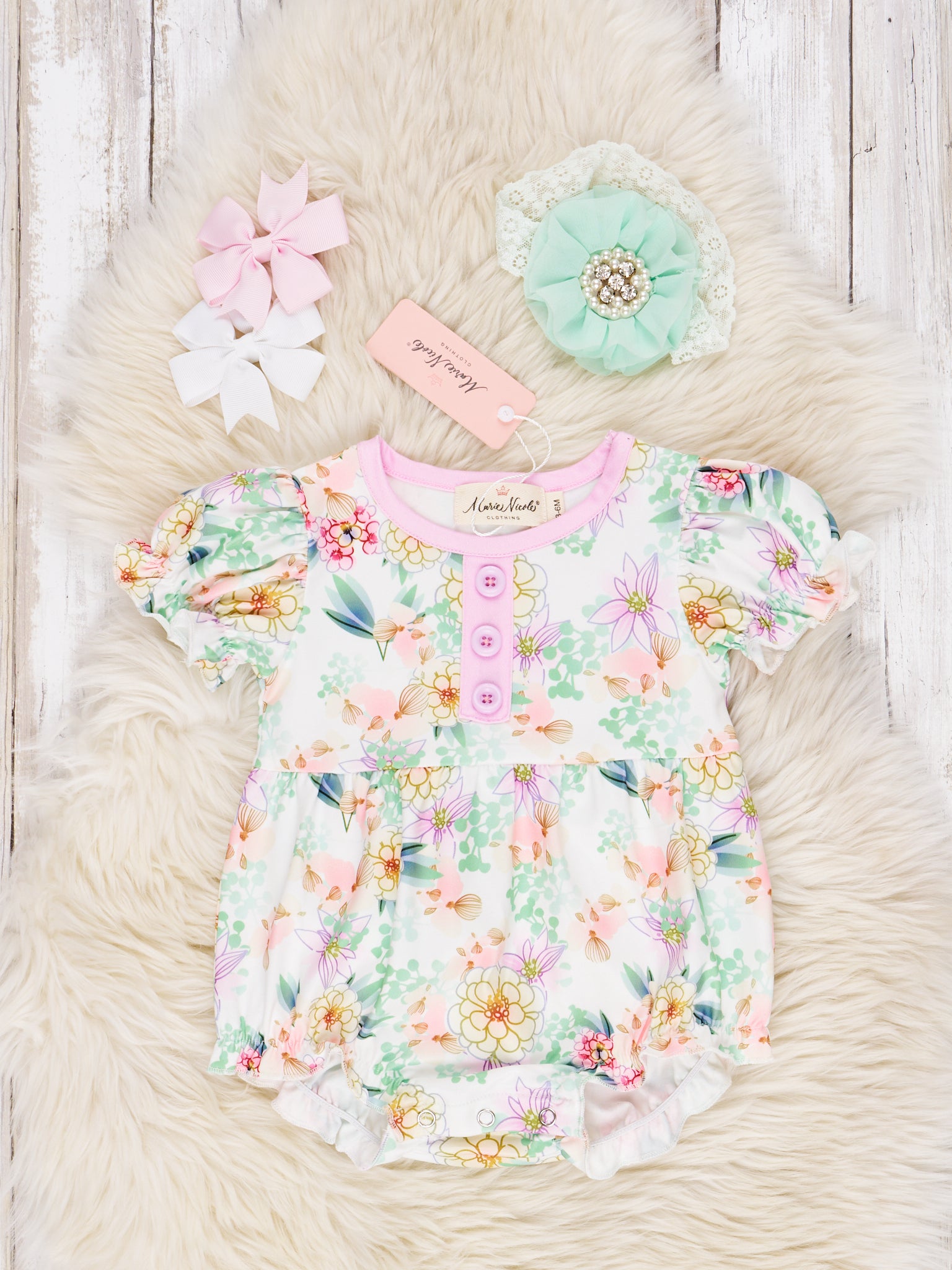 Watercolor Marigold Ruffle Romper - Marie Nicole Clothing