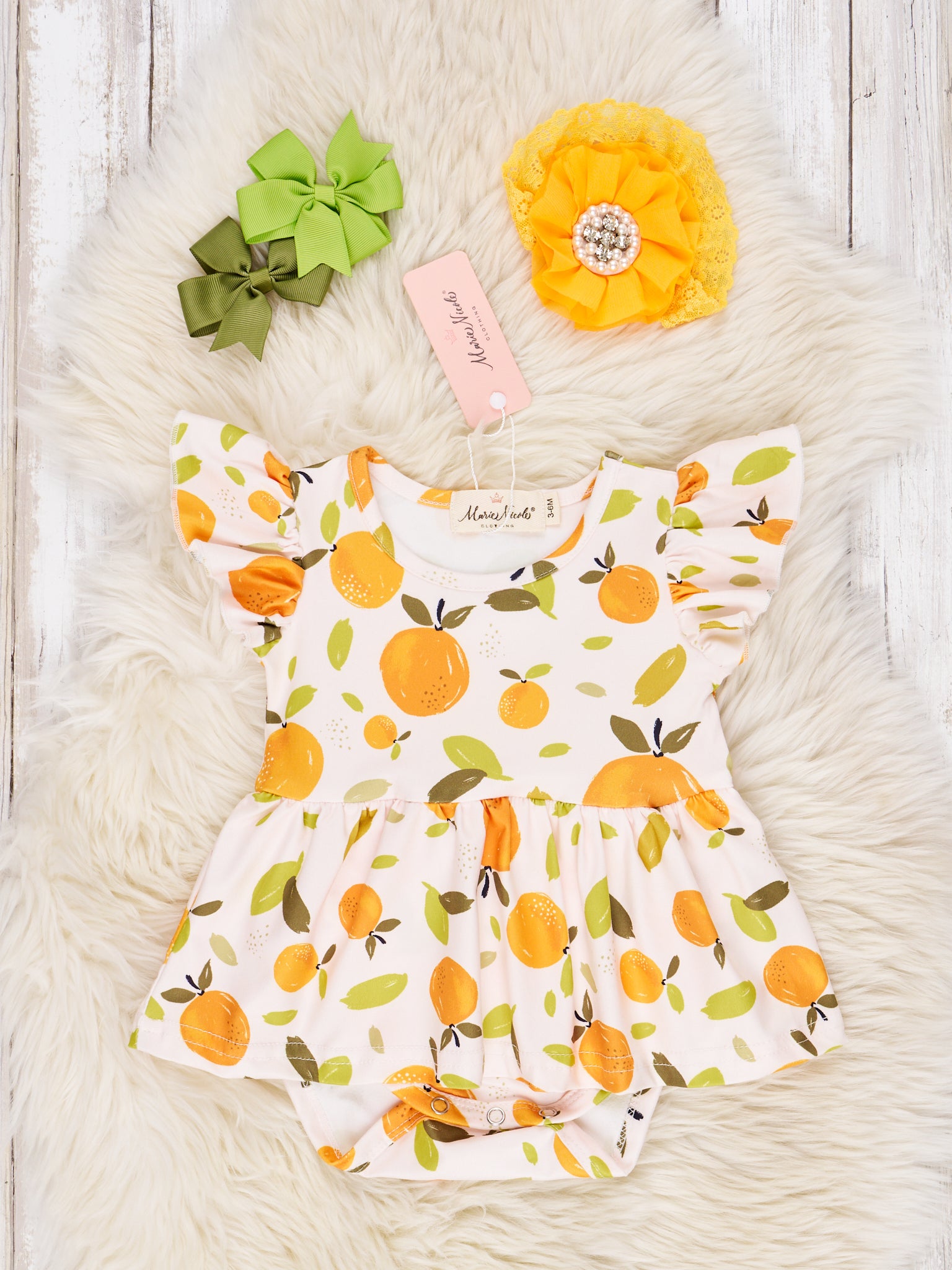 Oranges Ruffle Dressy Romper - Marie Nicole Clothing