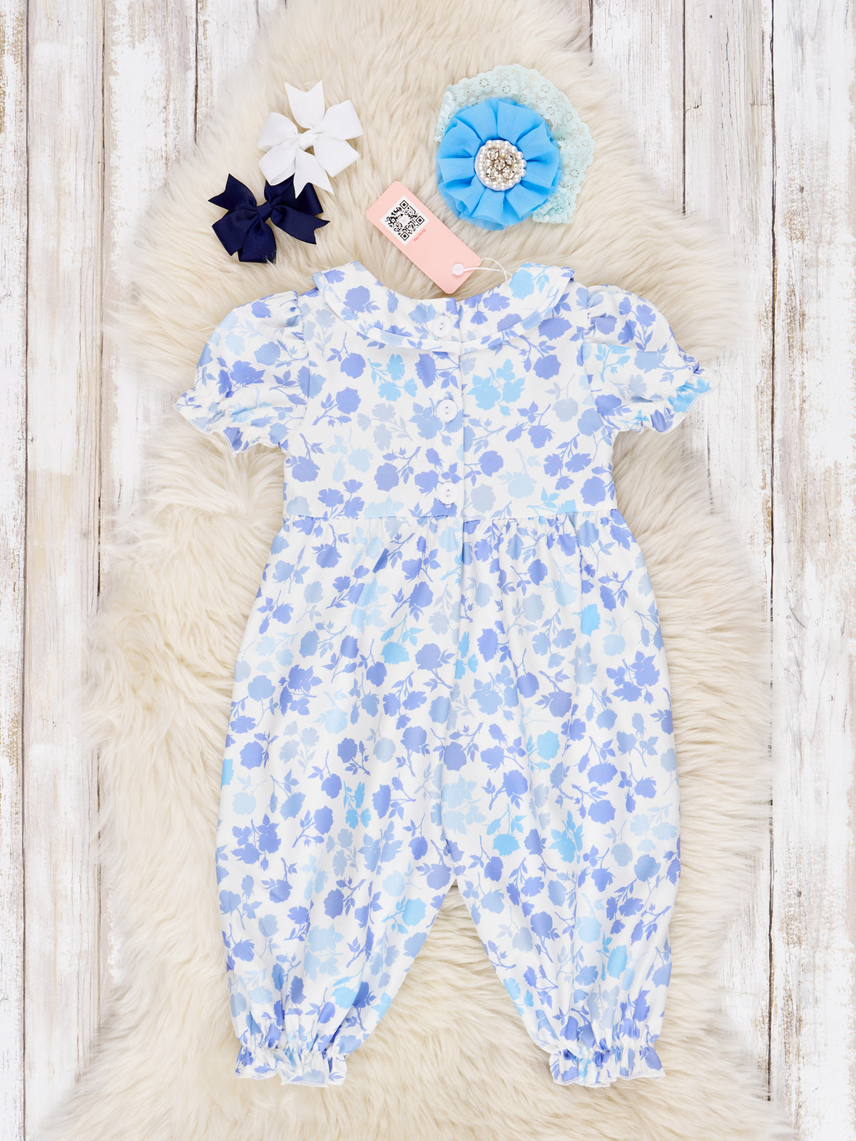 Smocked Cornflower Vintage Romper - Marie Nicole Clothing