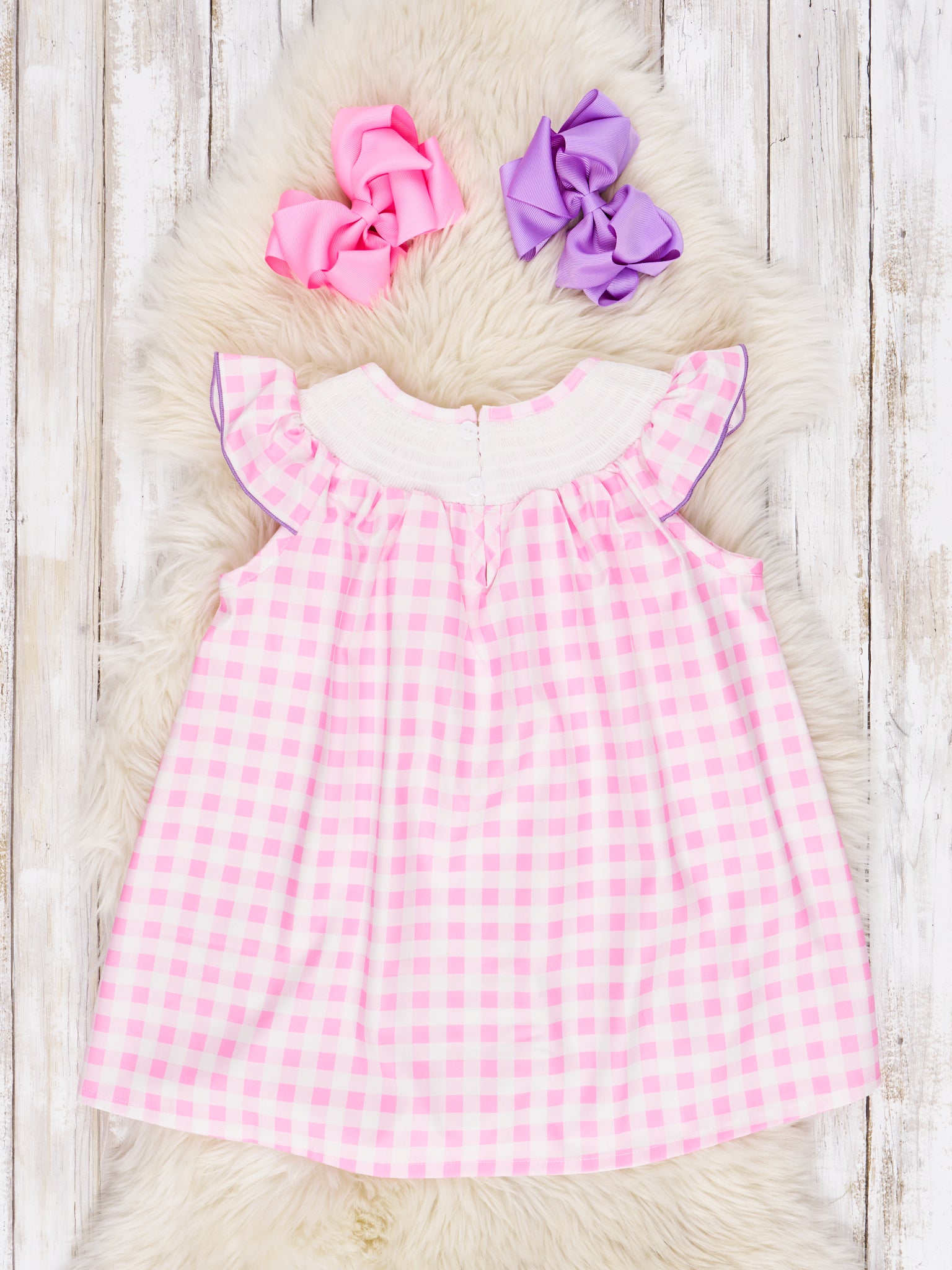 Gingham Smocked Party Dress - Marie Nicole Clothing