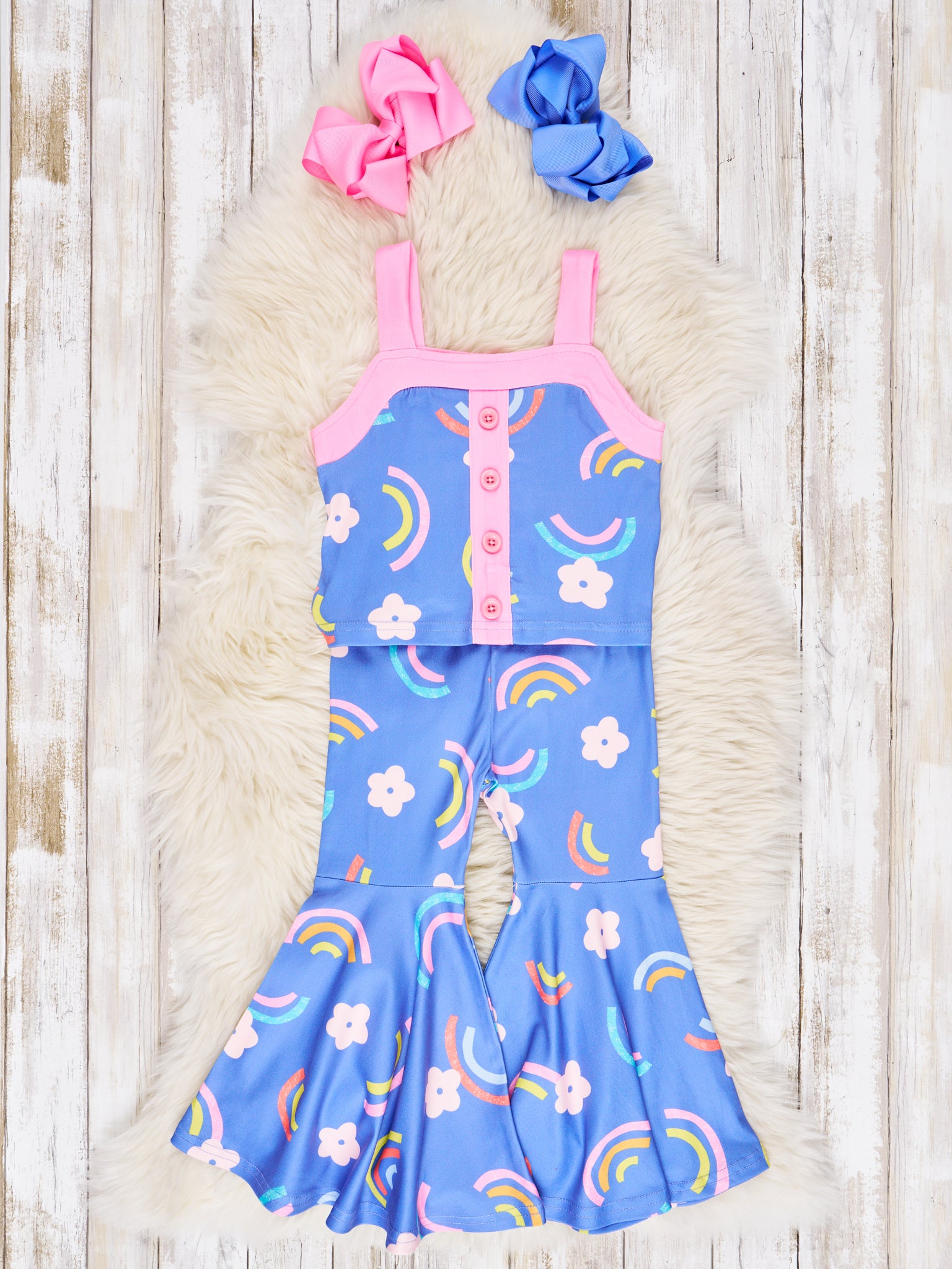 Floral Rainbow Tank & Bell Bottoms Outfit - Marie Nicole Clothing