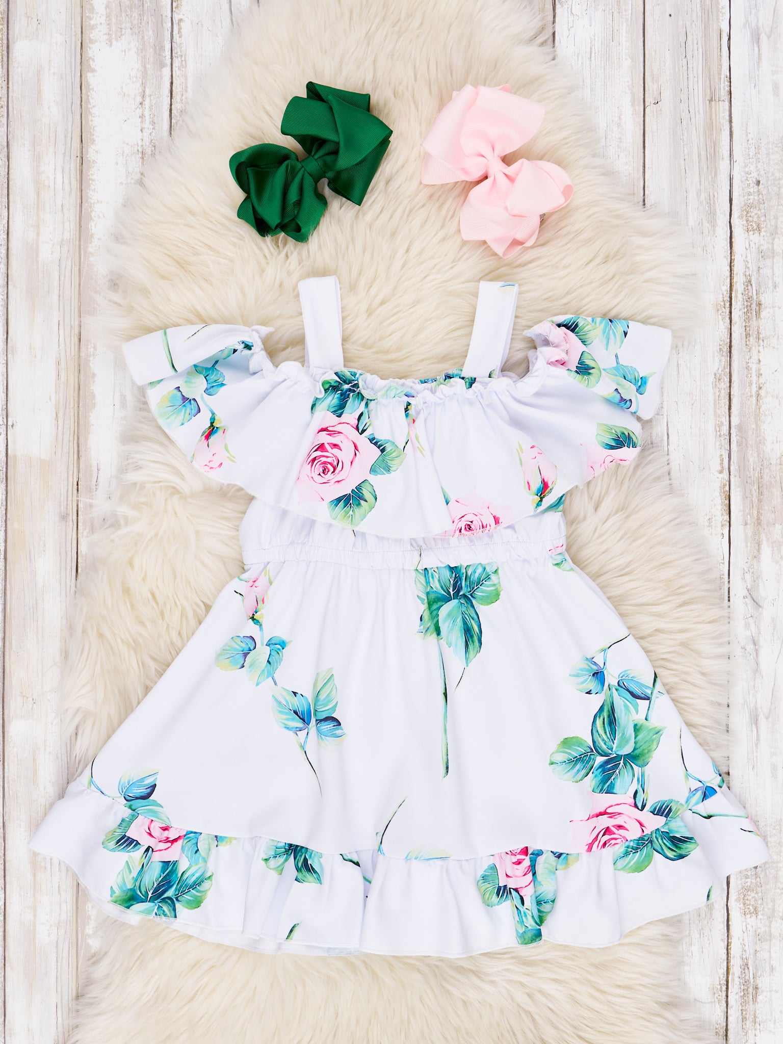 Off - The - Shoulder Watercolor Floral Dress - Marie Nicole Clothing