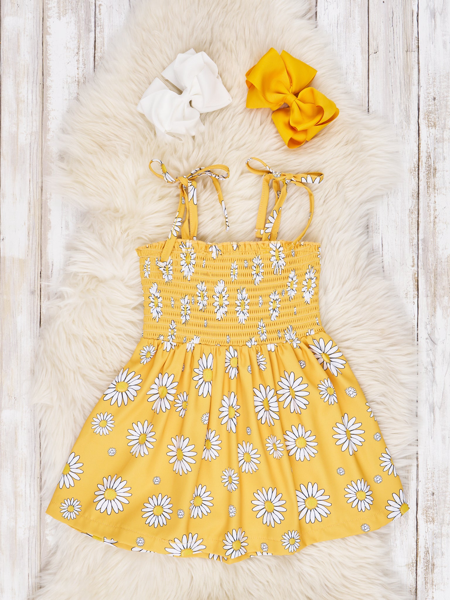 Smocked Daisy Tie Dress - Marie Nicole Clothing