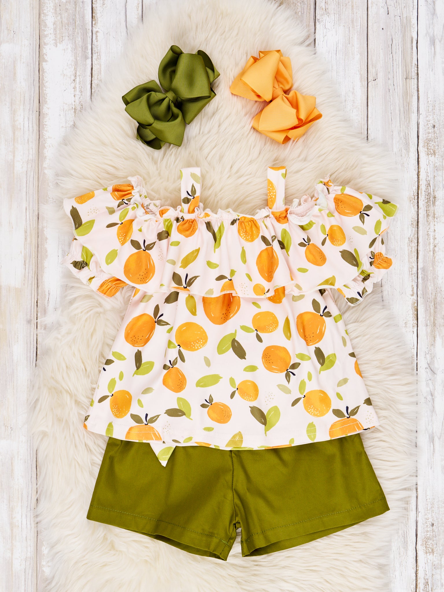 Oranges Ruffle Outfit - Marie Nicole Clothing