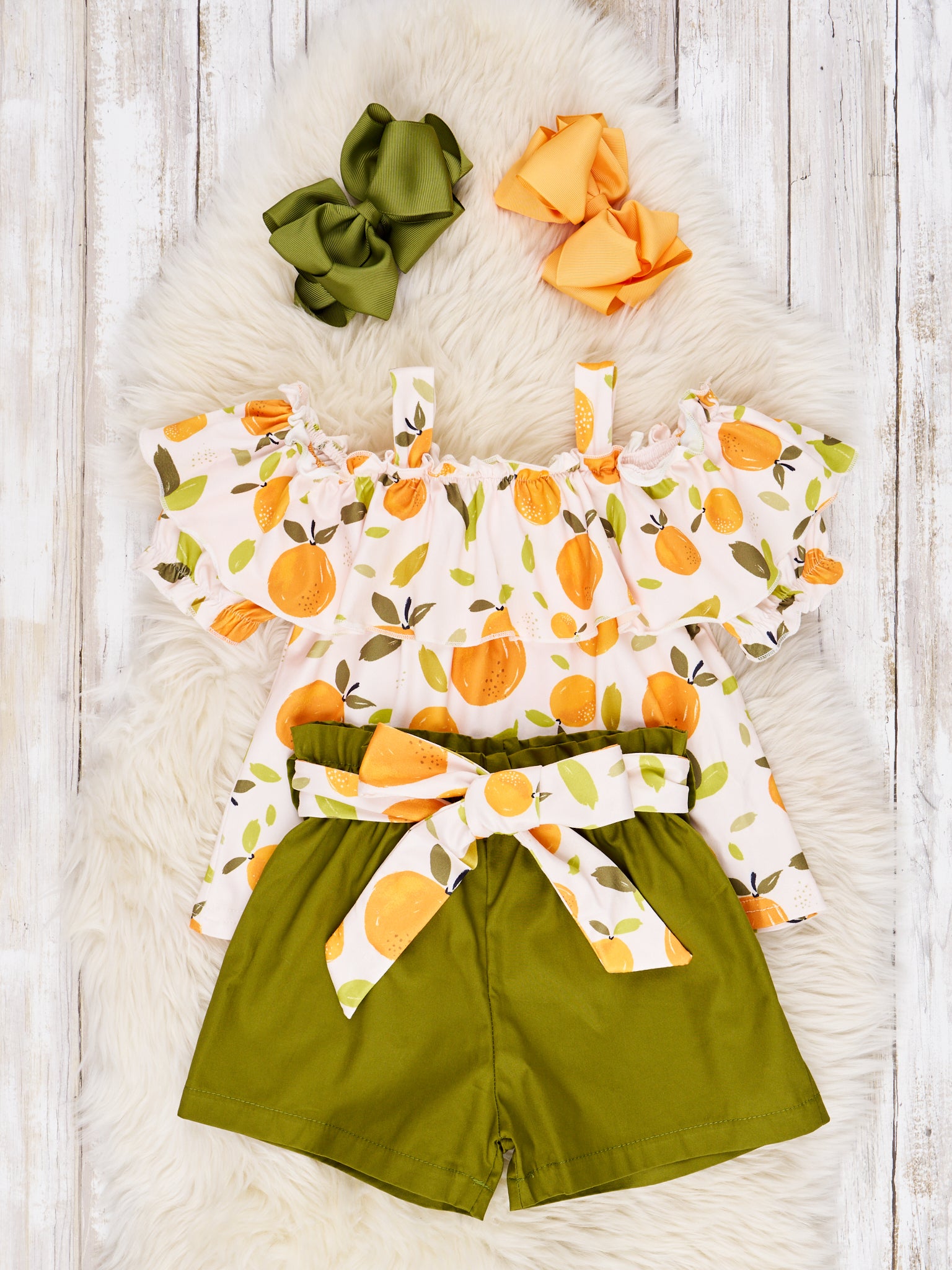 Oranges Ruffle Outfit - Marie Nicole Clothing