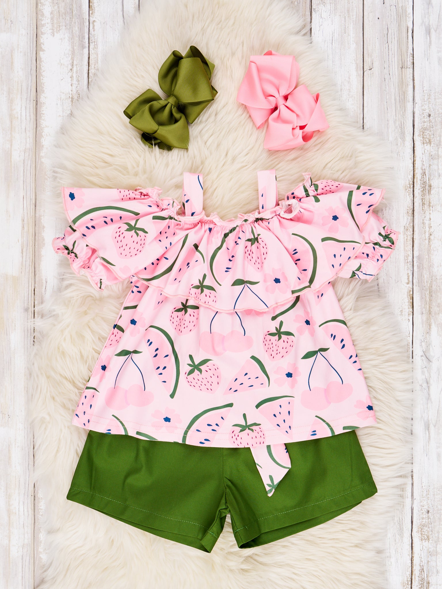Watermelon & Strawberries Ruffle Outfit - Marie Nicole Clothing