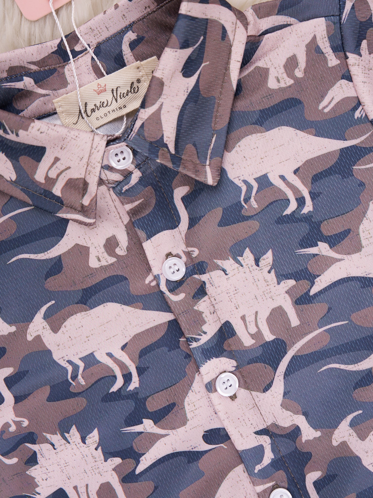 Camouflage Dinosaur Polo Romper - Marie Nicole Clothing