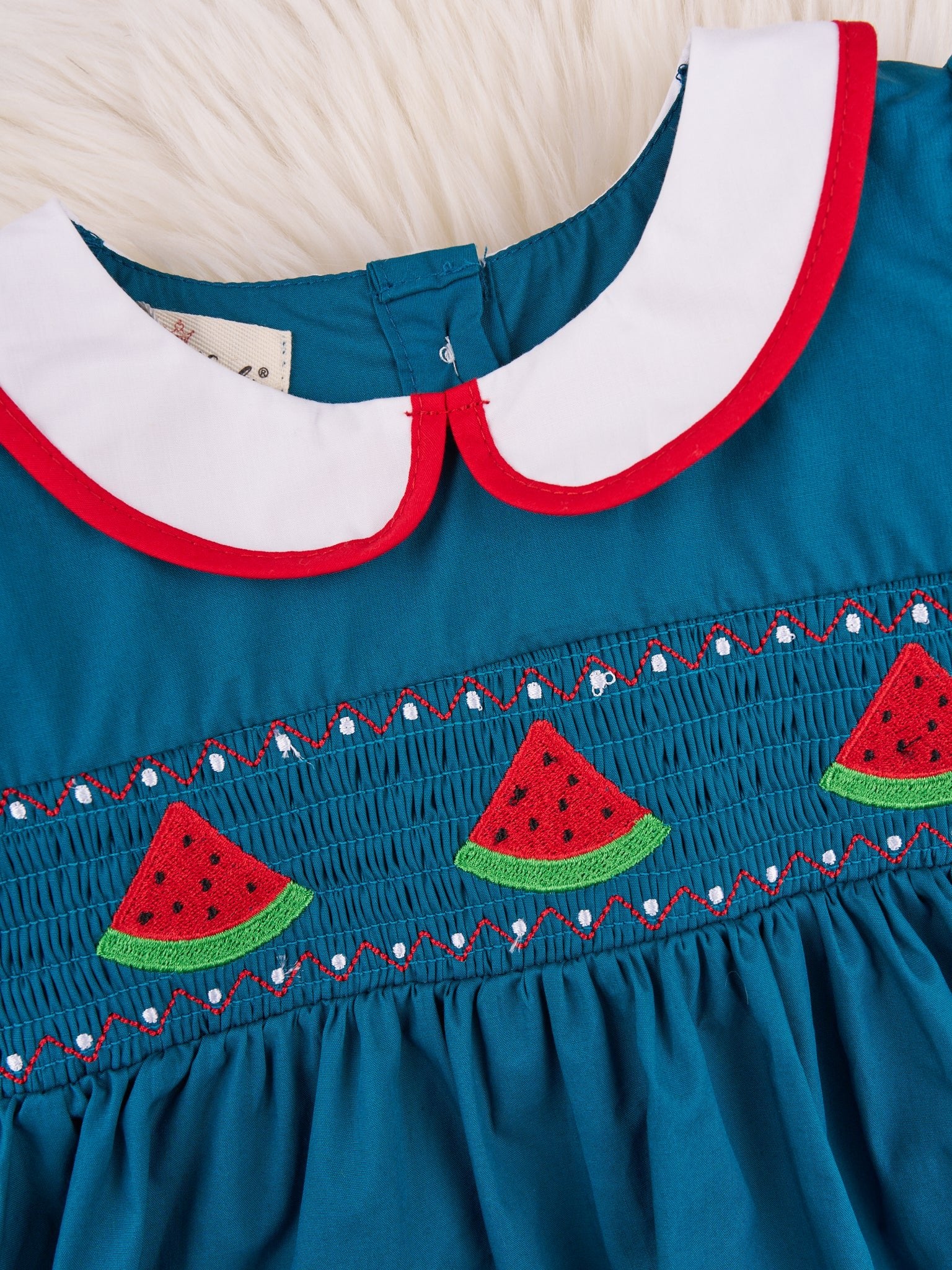 Smocked Watermelon Vintage Dress - Marie Nicole Clothing