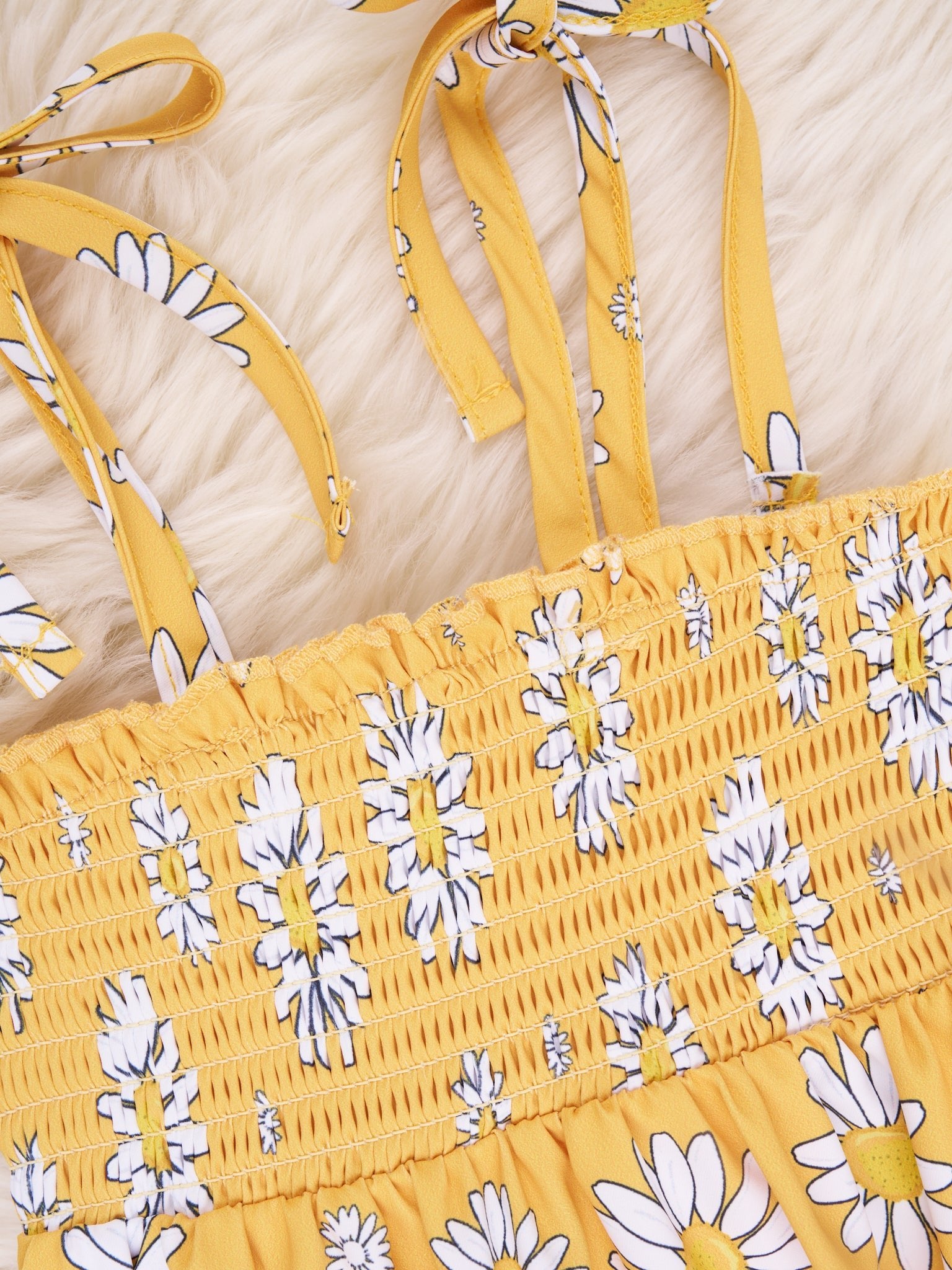 Smocked Daisy Tie Romper - Marie Nicole Clothing