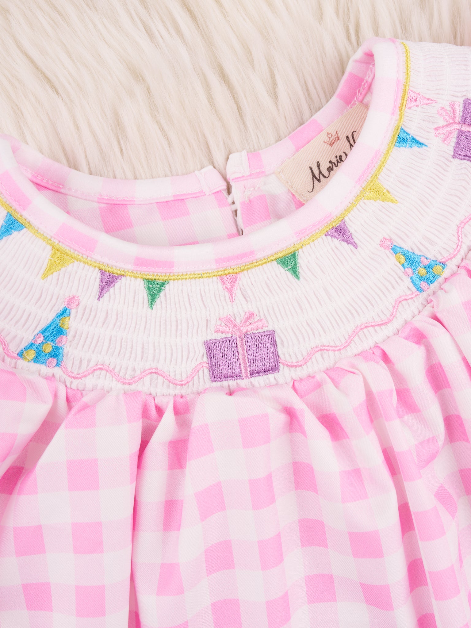 Gingham Smocked Party Outfit - Marie Nicole Clothing