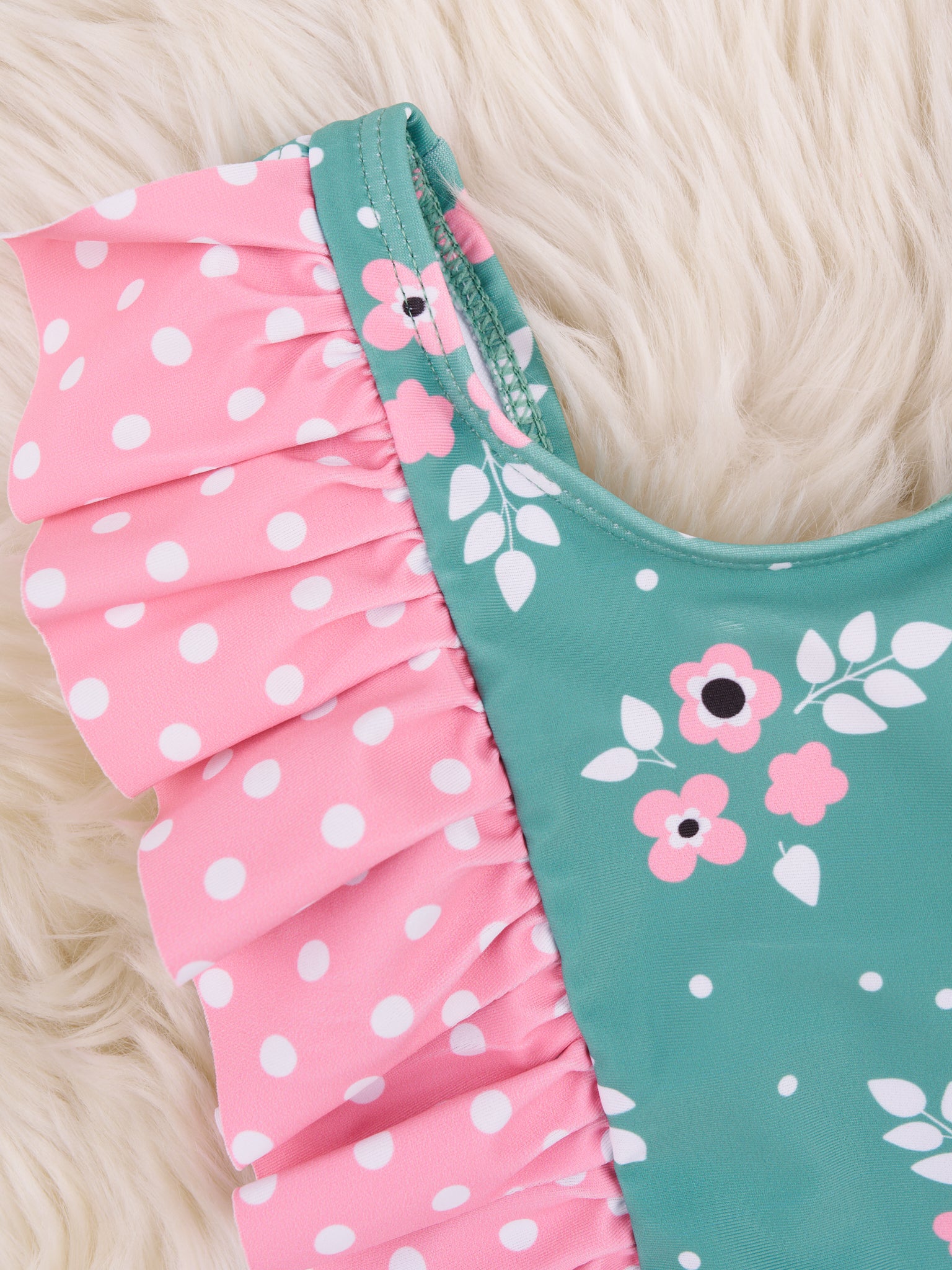 Polka Dot Floral Ruffle One - Piece Swimsuit - Marie Nicole Clothing