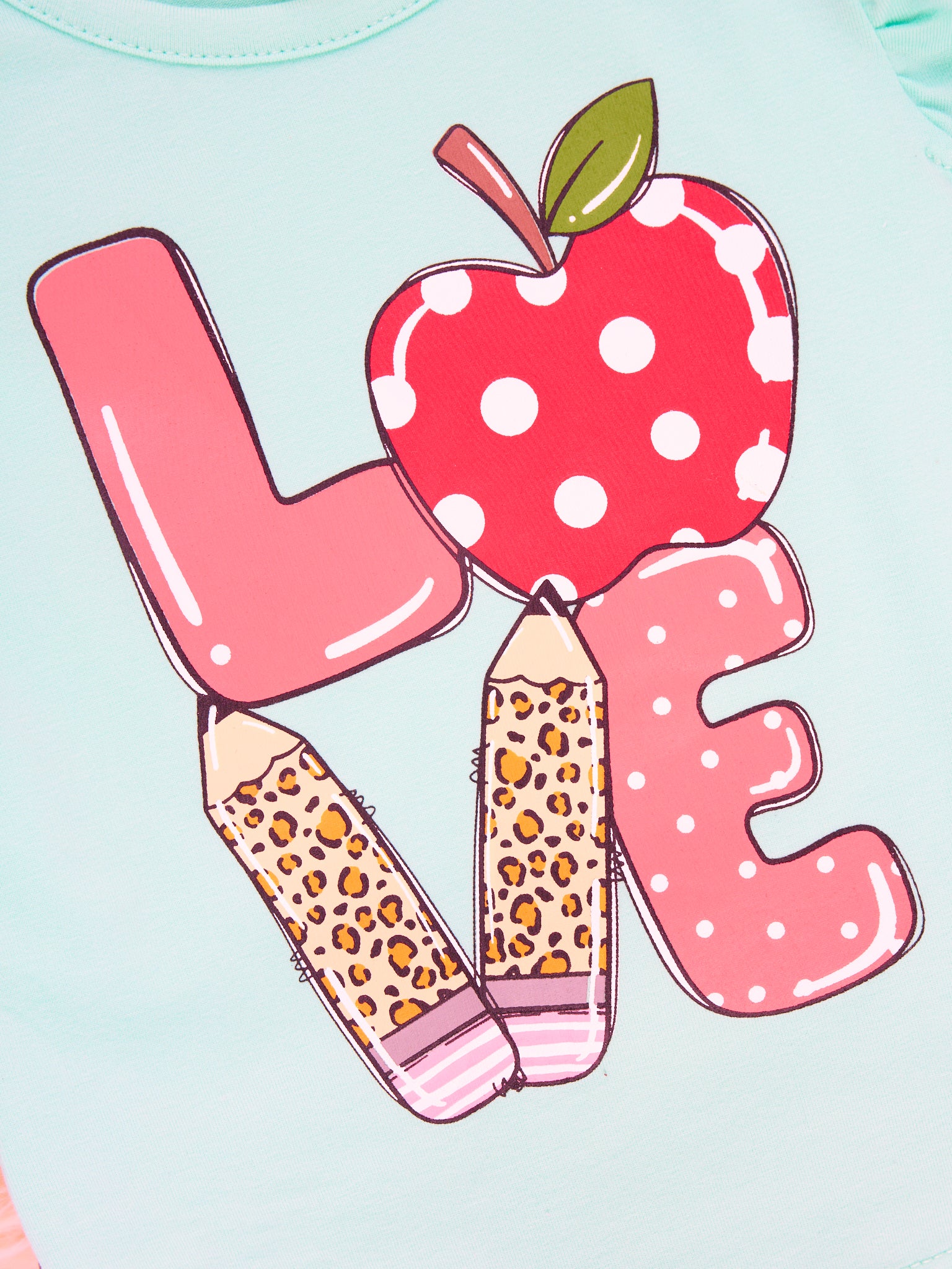 Leopard Polka Dot "LOVE" Apple Ruffle Outfit - Marie Nicole Clothing