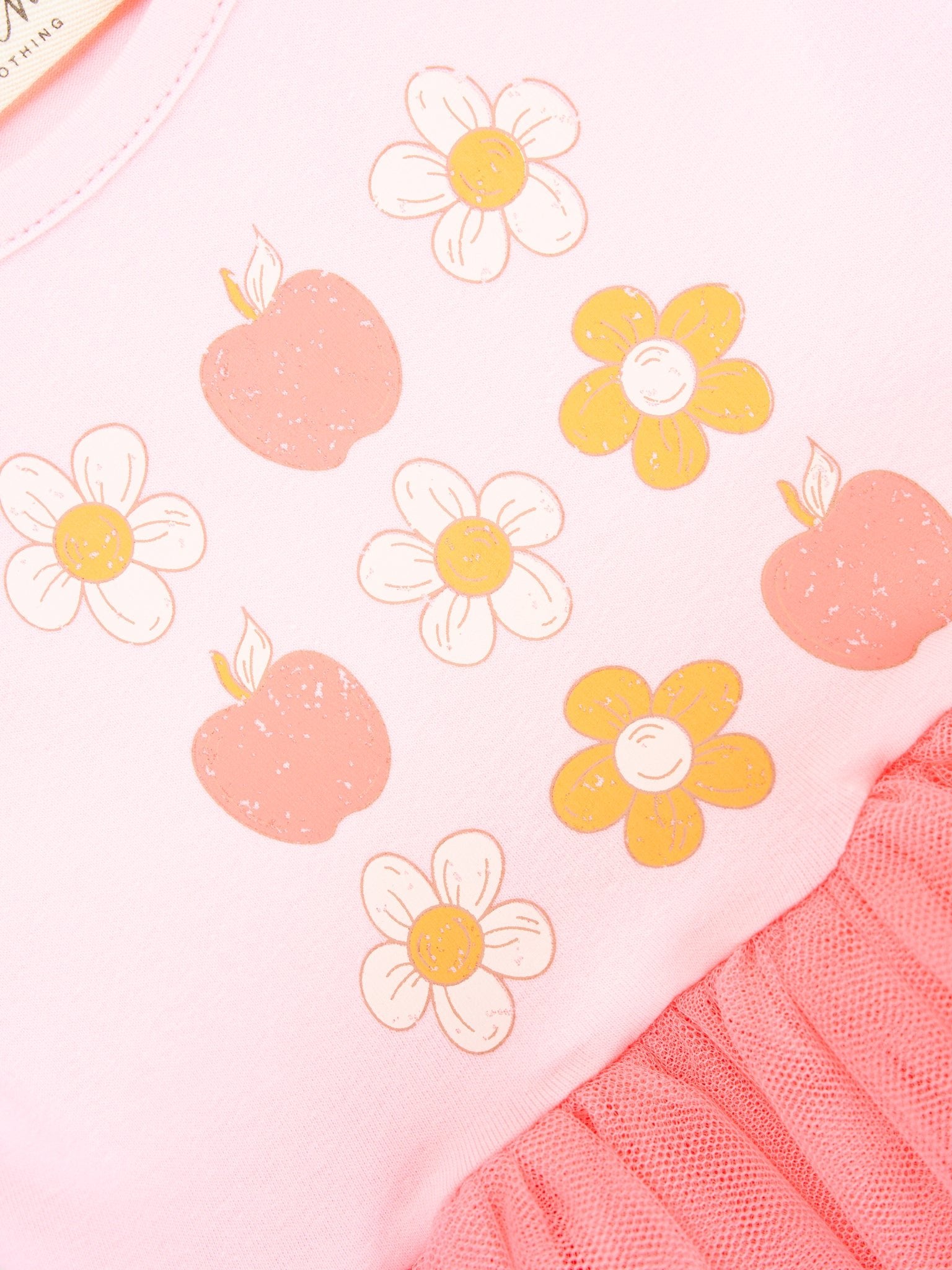 Apples & Flowers Tulle Ruffle Dress - Marie Nicole Clothing