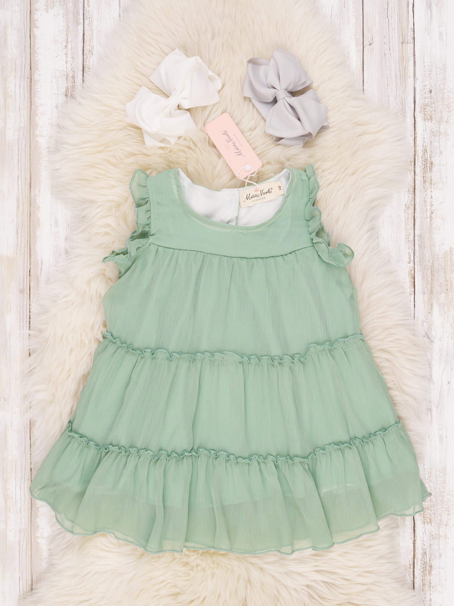 Mint Tiered Ruffle Dress - Marie Nicole Clothing