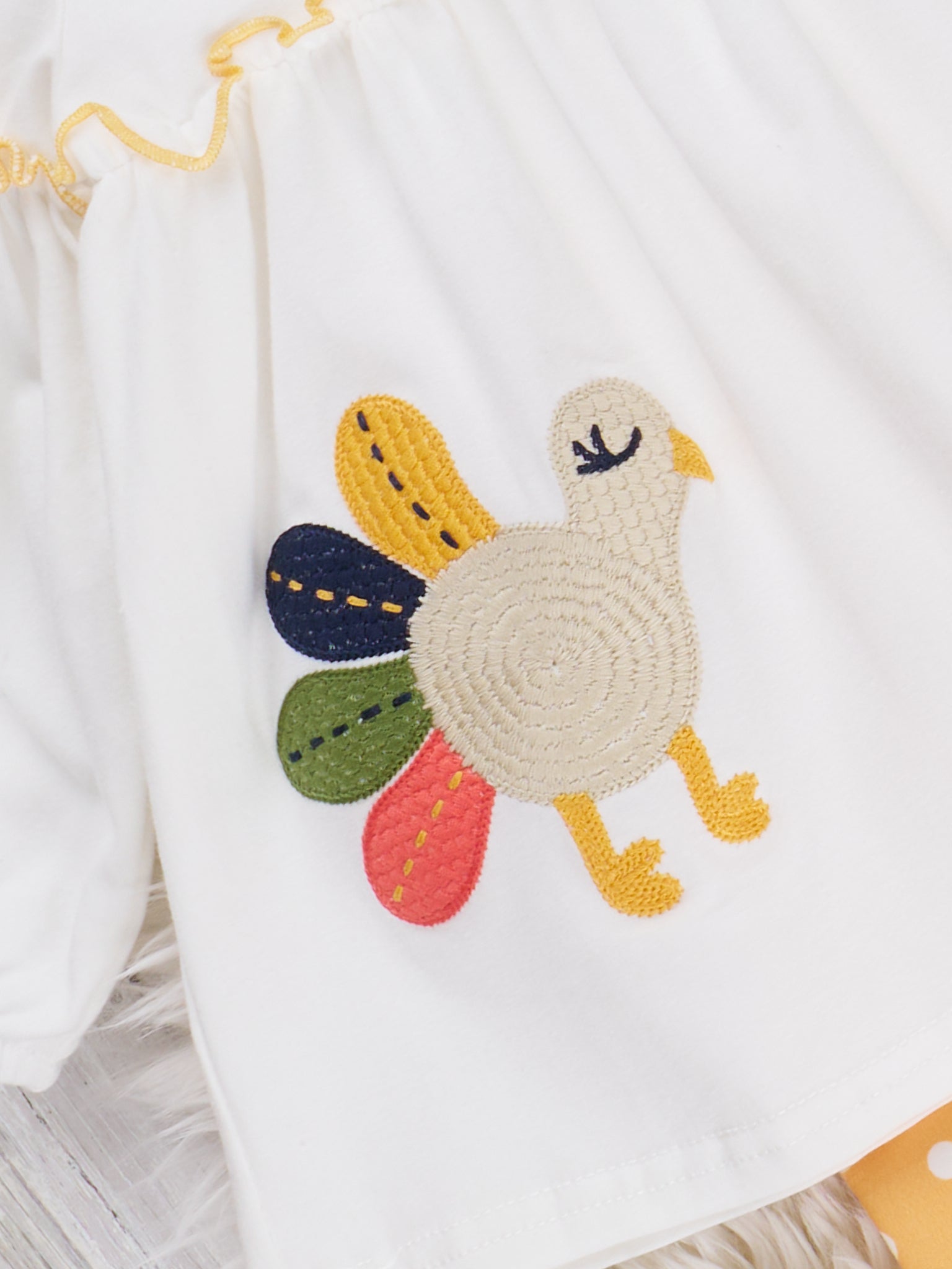 Mustard Polka Dot Embroidered Turkey Outfit - Marie Nicole Clothing