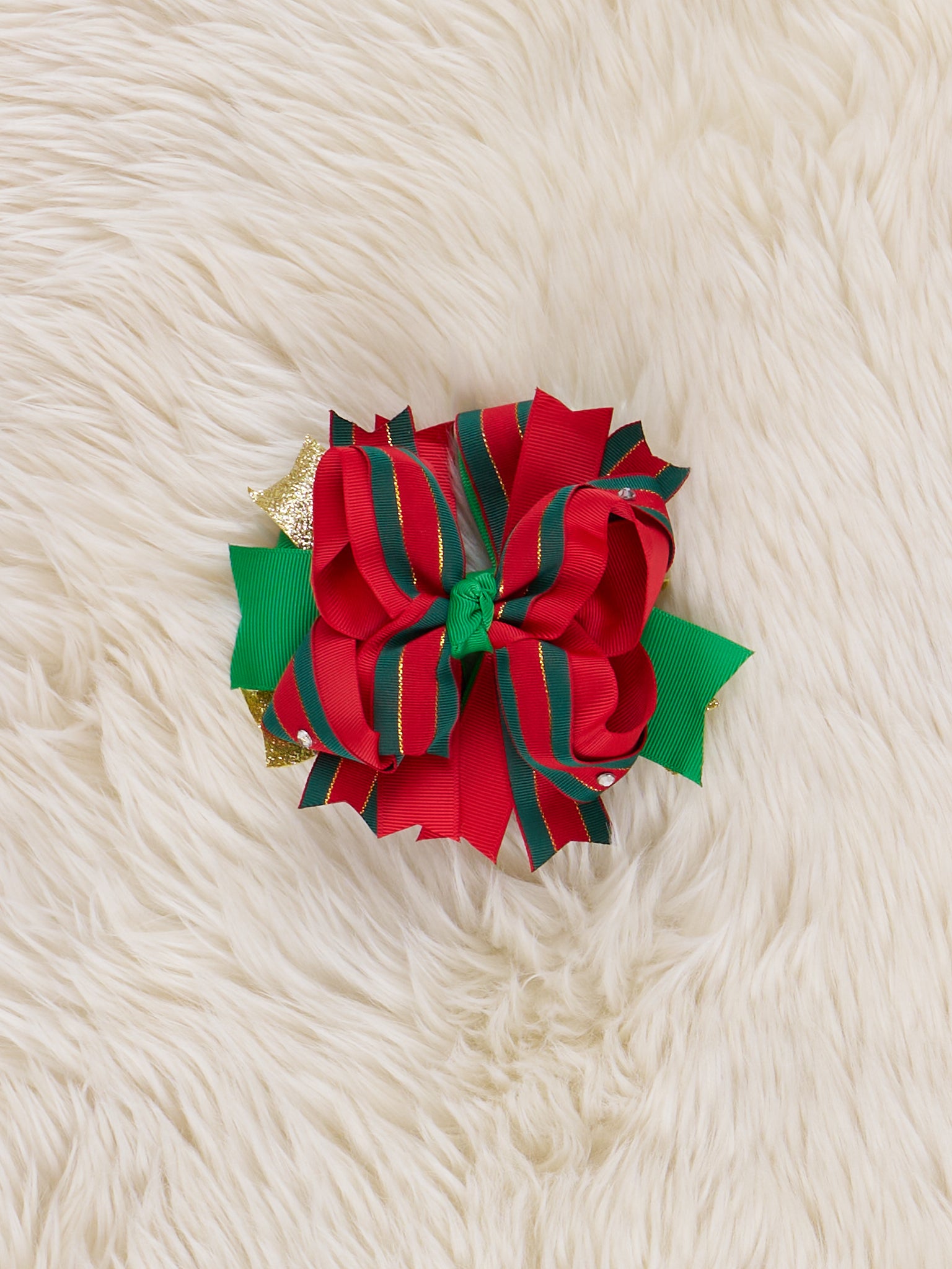 Christmas Striped Bow - Marie Nicole Clothing