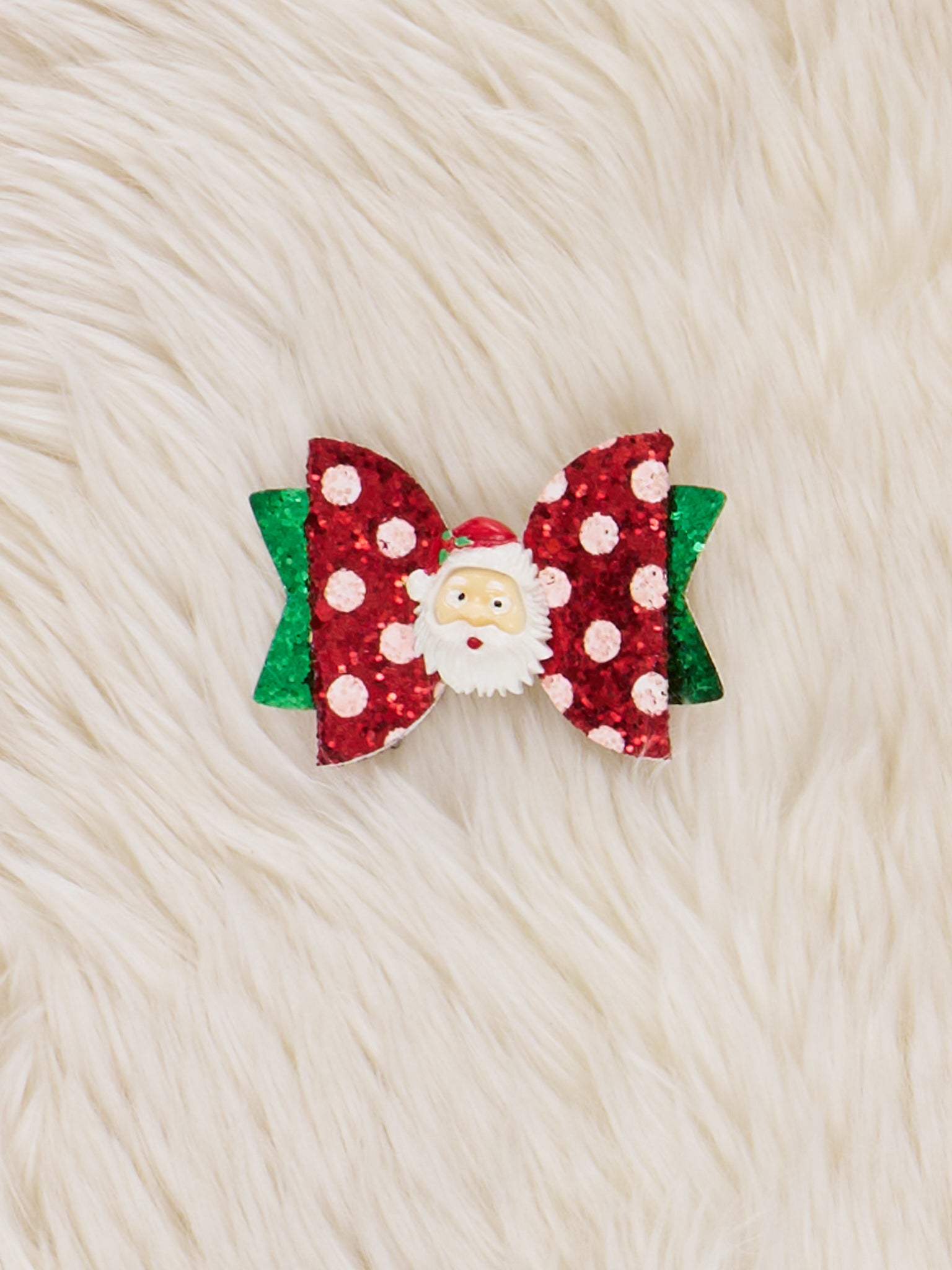 Glitter Polka Dot Santa Bow - Marie Nicole Clothing