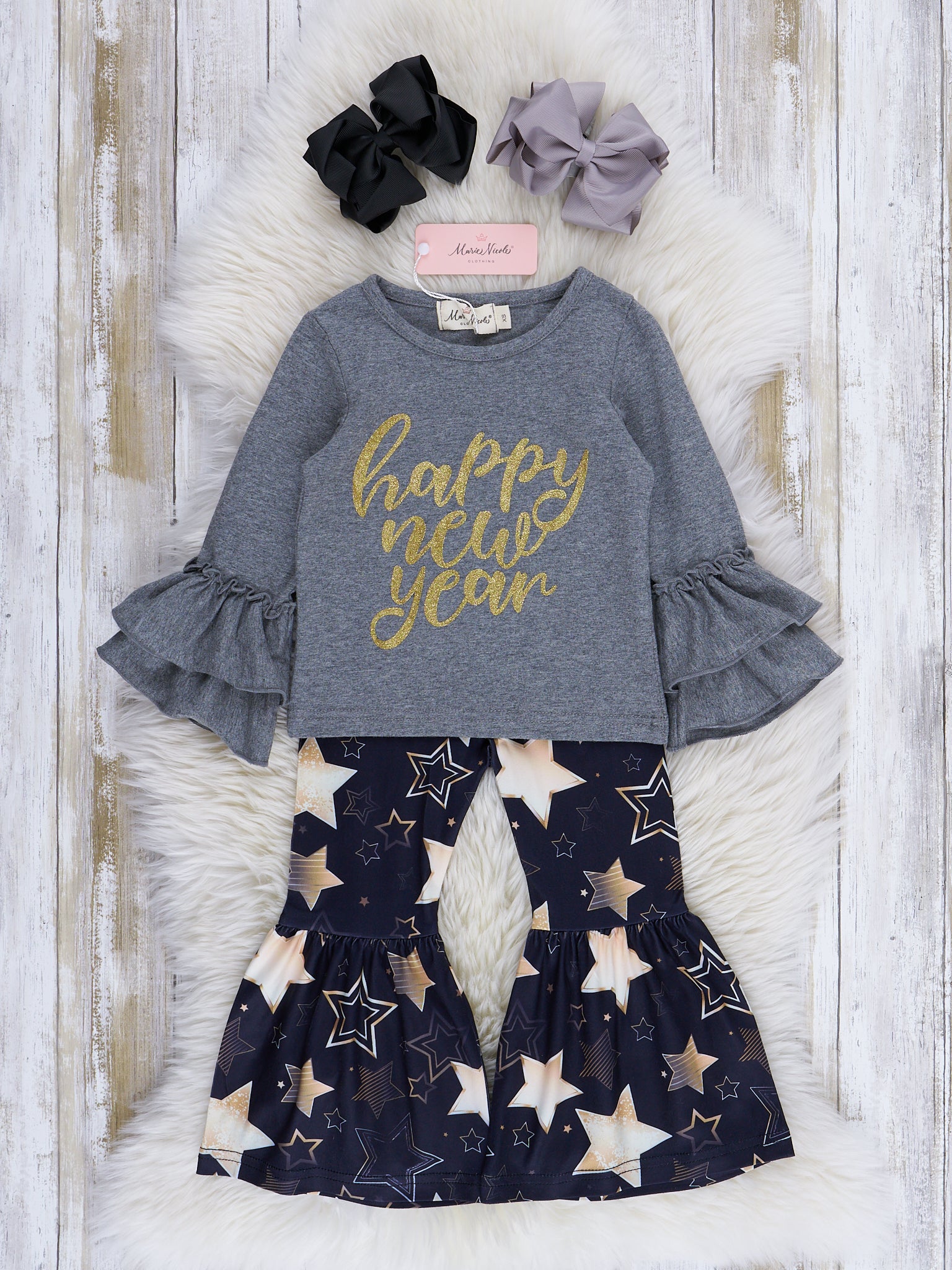 Gold Stars New Year Bell Bottom Outfit - Marie Nicole Clothing