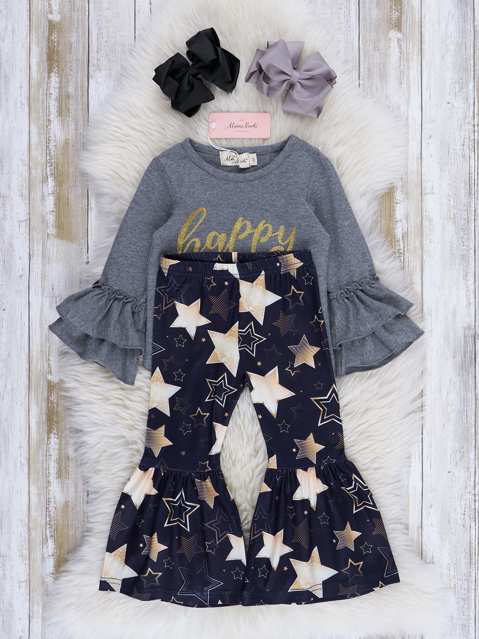Gold Stars New Year Bell Bottom Outfit - Marie Nicole Clothing