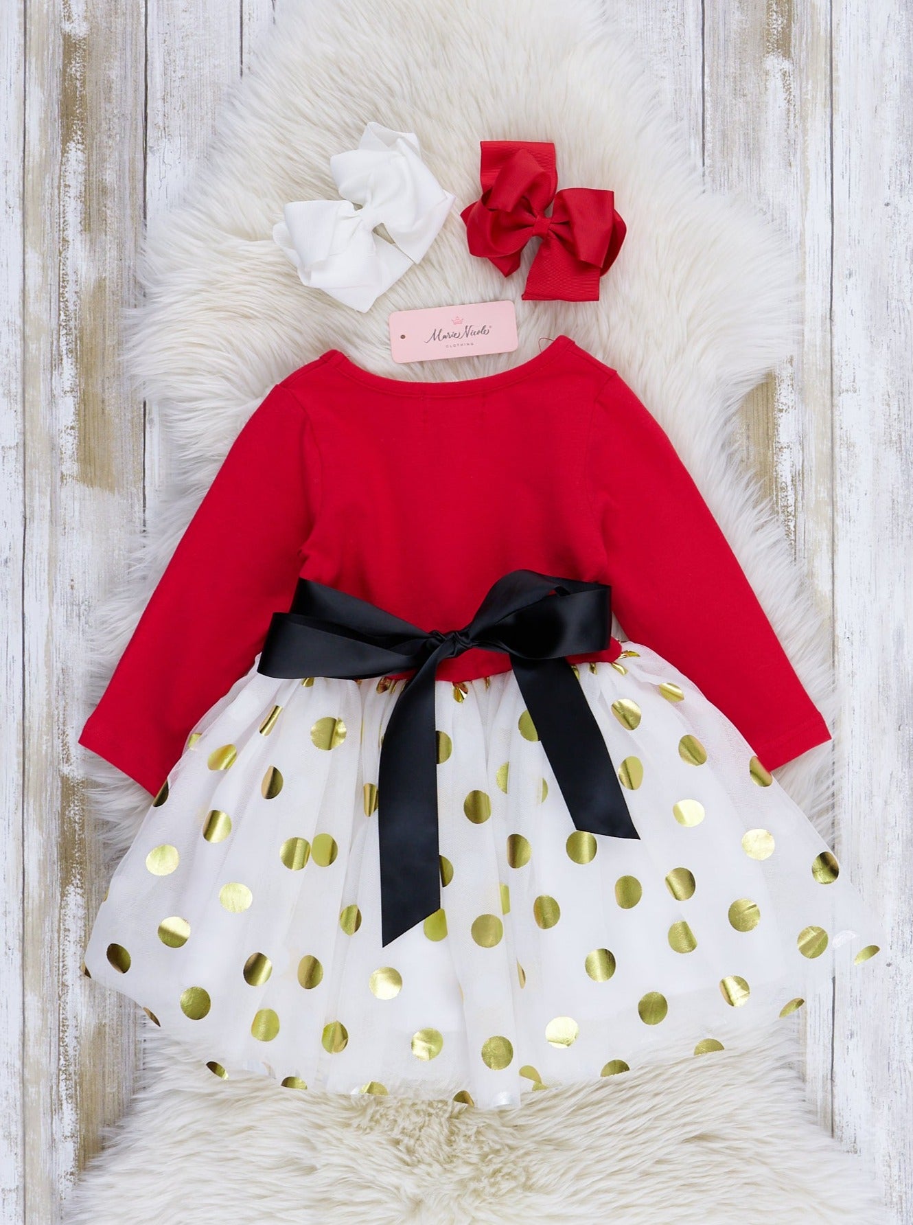 Red Little Miss Klaus Tulle Dress - Marie Nicole Clothing