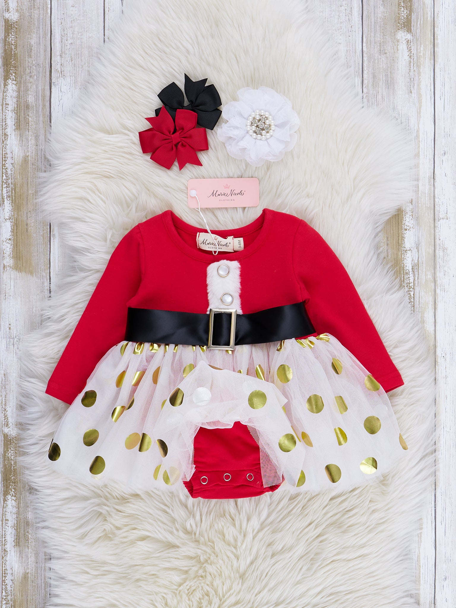 Red Little Miss Klaus Tulle Romper - Marie Nicole Clothing