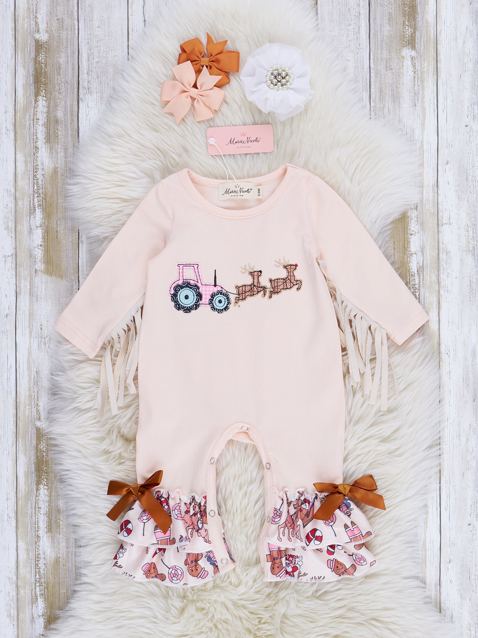 Ivory Tractor Sleigh Fringe Romper - Marie Nicole Clothing