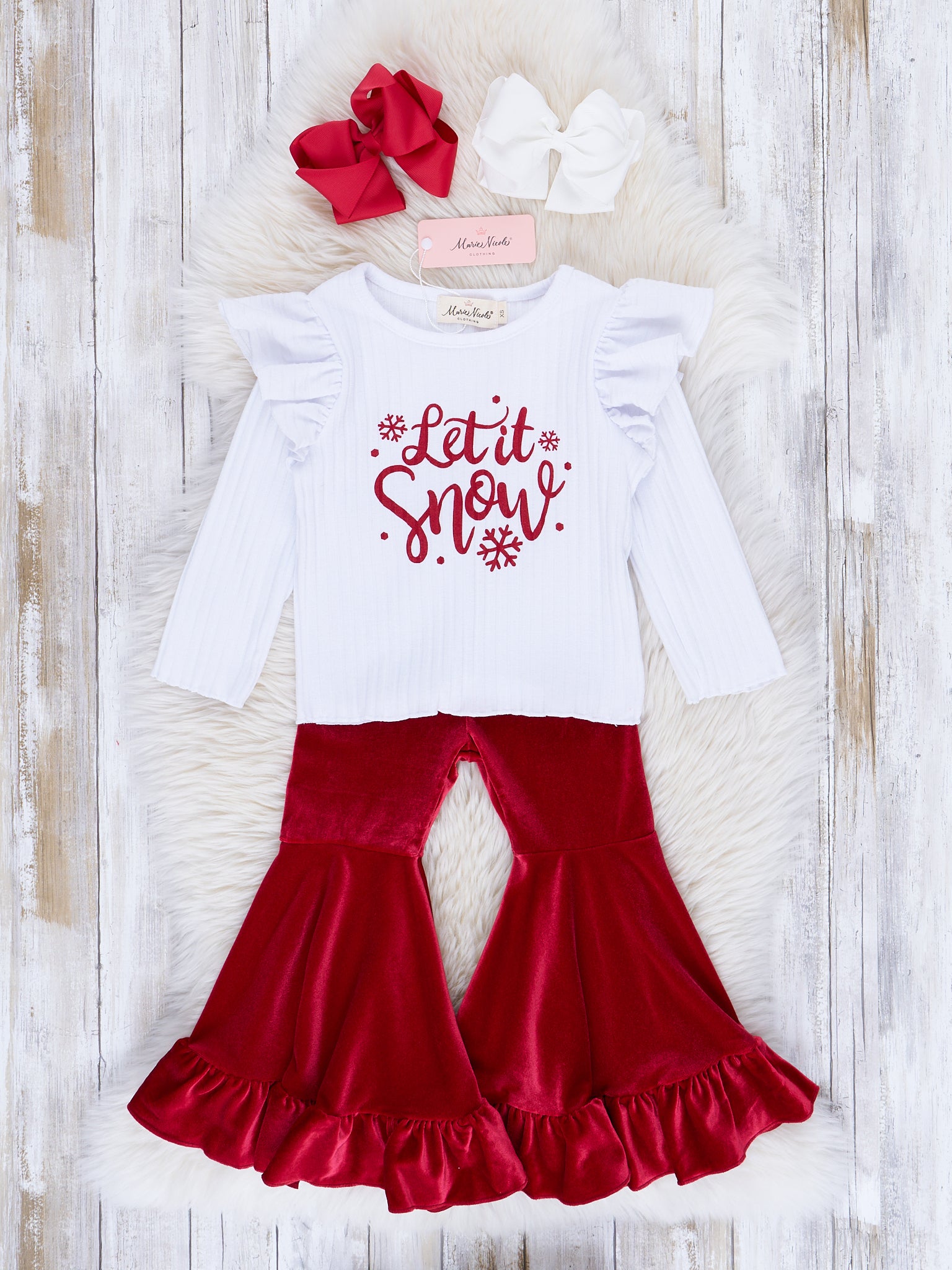 Holiday Cheer Velvet Bell Bottom Outfit - Marie Nicole Clothing