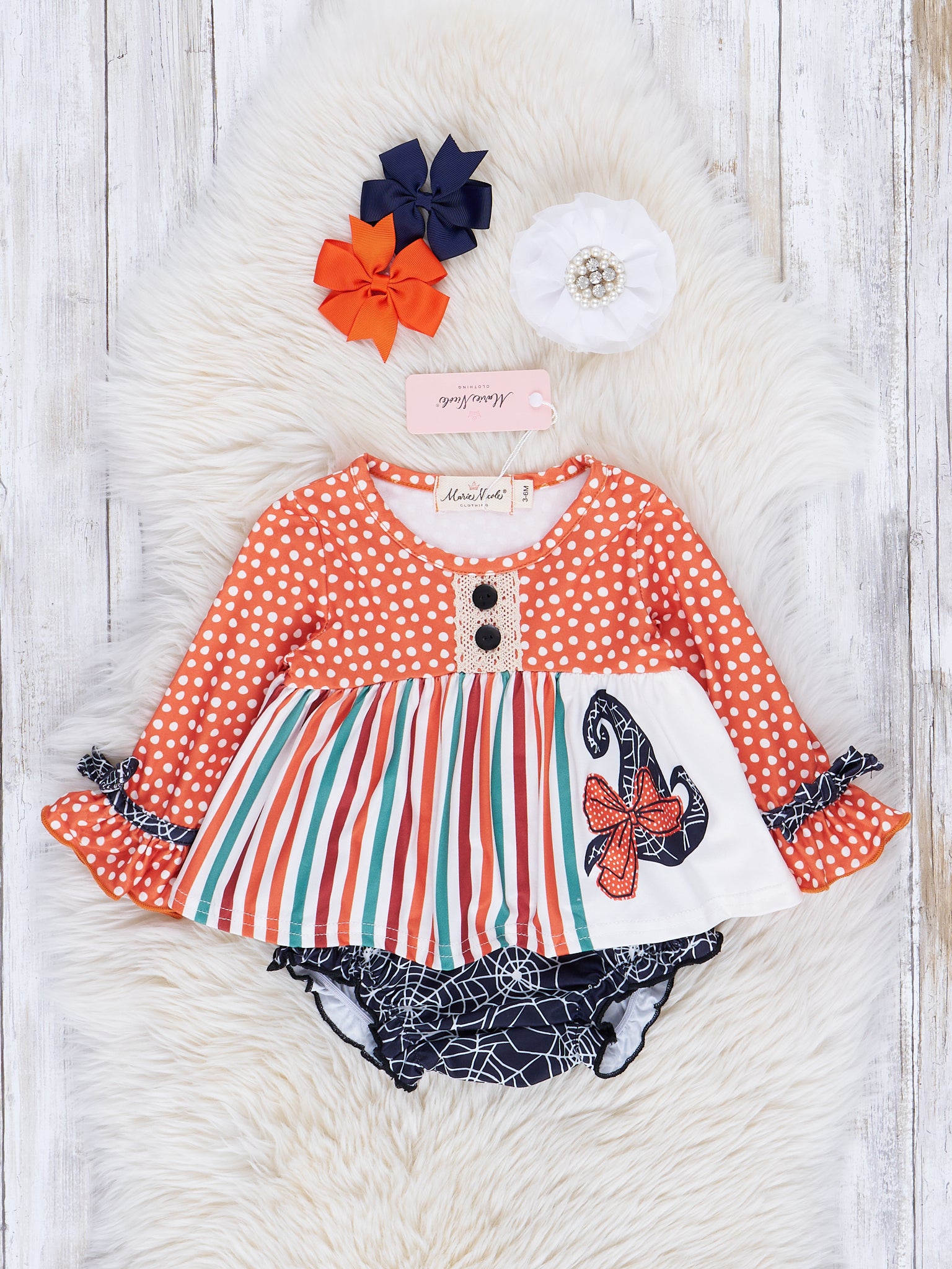 Spider Webs Ruffle Bloomer Outfit - Marie Nicole Clothing