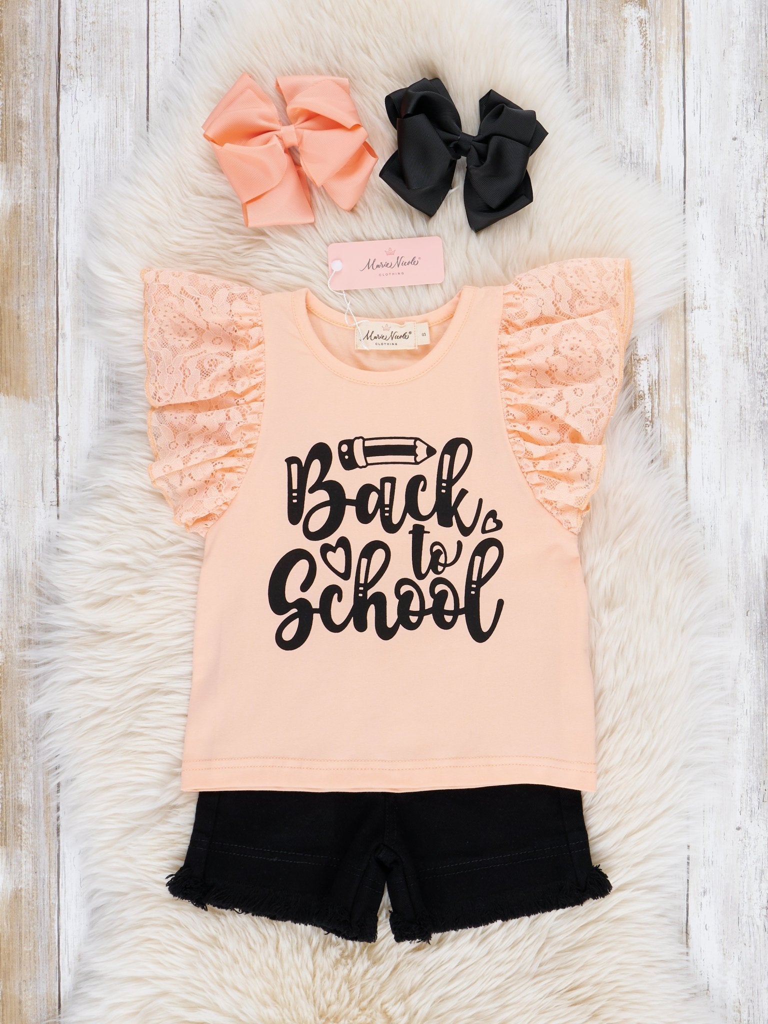 Peach & Black "Back to School" Outfit - Marie Nicole Clothing