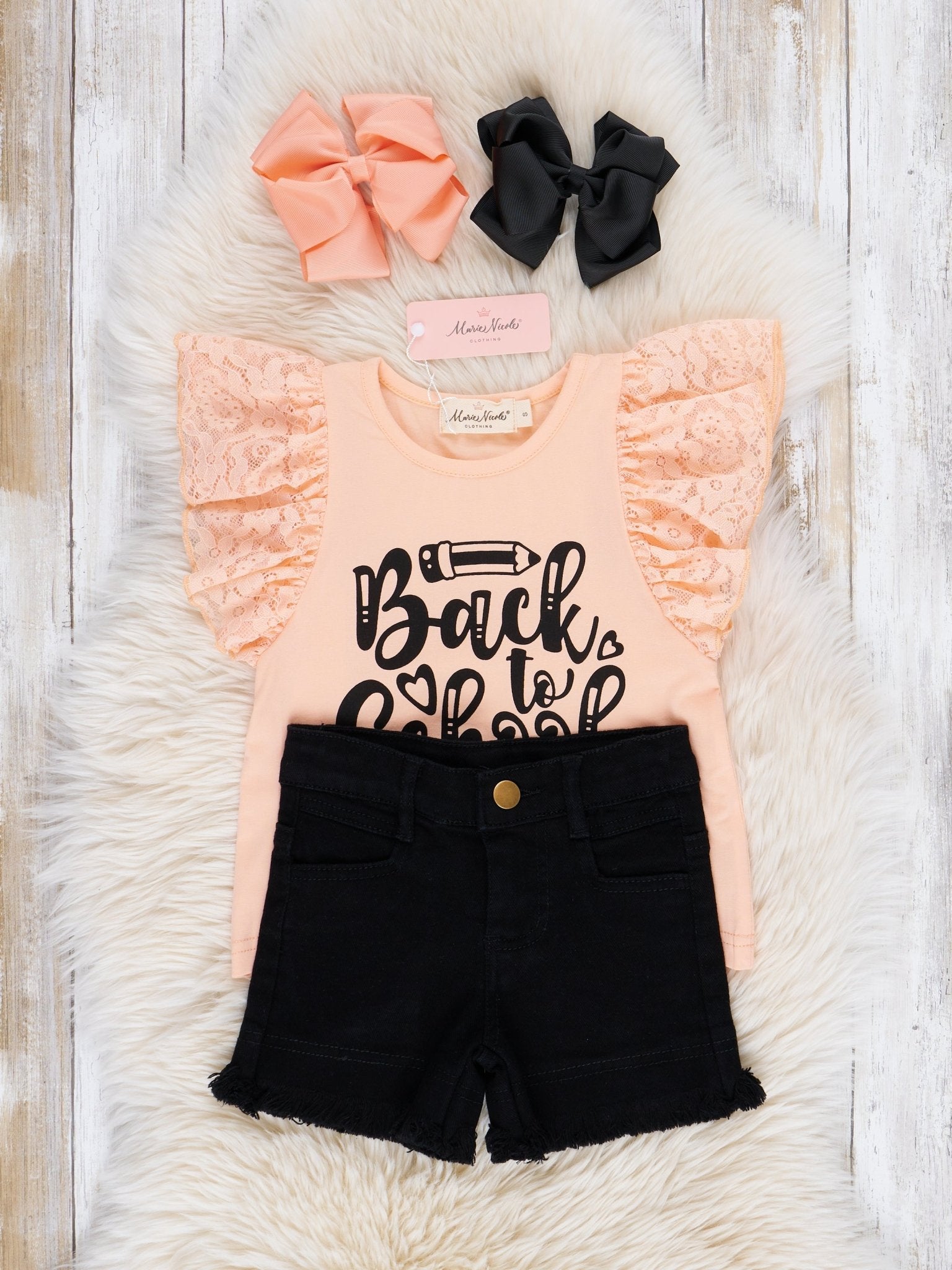 Peach & Black "Back to School" Outfit - Marie Nicole Clothing