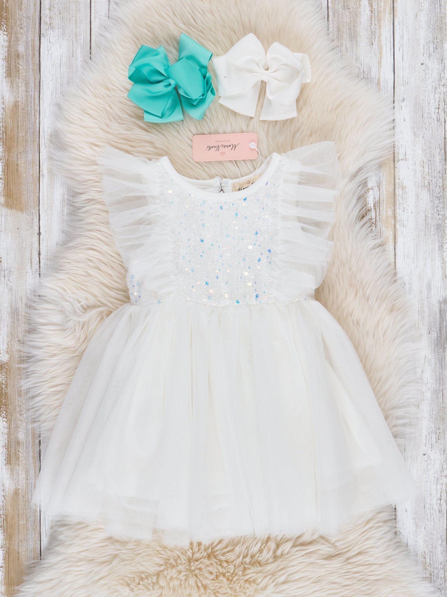 White Flutter Tulle Dress - Marie Nicole Clothing