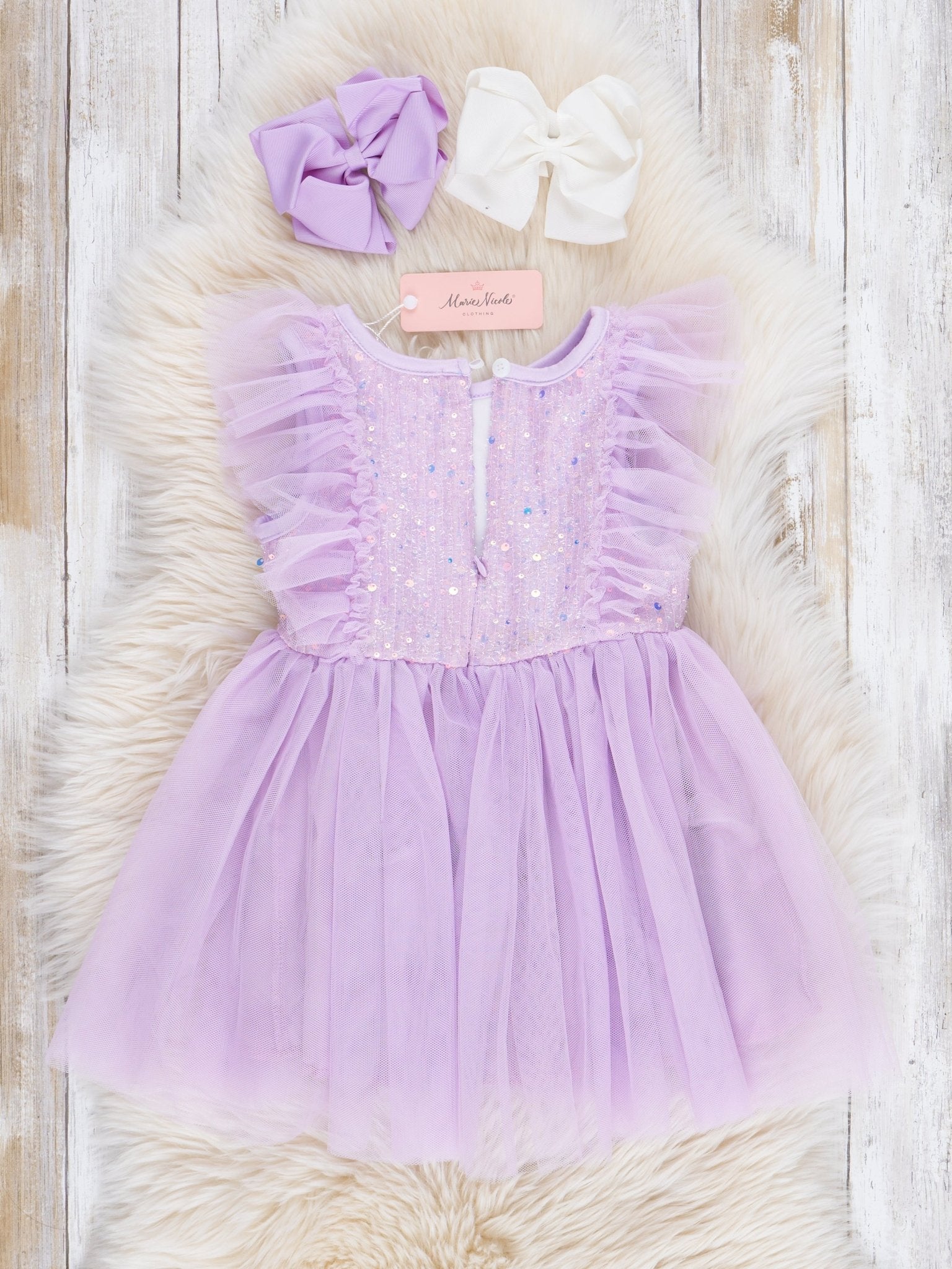 Lilac Flutter Tulle Dress - Marie Nicole Clothing
