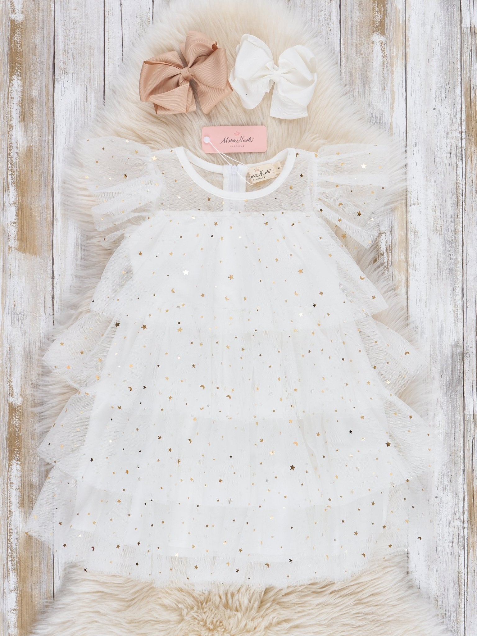 White Sparkles Cupcake Tulle Dress - Marie Nicole Clothing